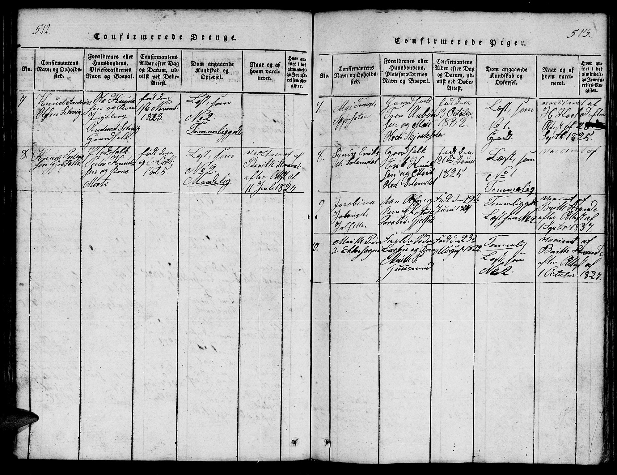 Ministerialprotokoller, klokkerbøker og fødselsregistre - Møre og Romsdal, AV/SAT-A-1454/555/L0665: Klokkerbok nr. 555C01, 1818-1868, s. 512-513