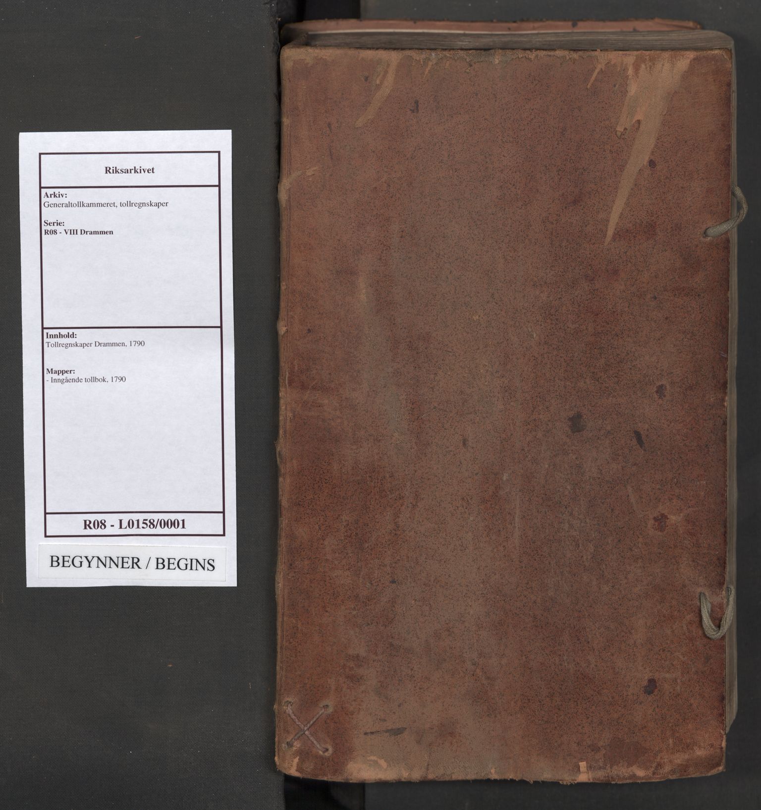 Generaltollkammeret, tollregnskaper, RA/EA-5490/R08/L0158/0001: Tollregnskaper Drammen / Inngående tollbok, 1790