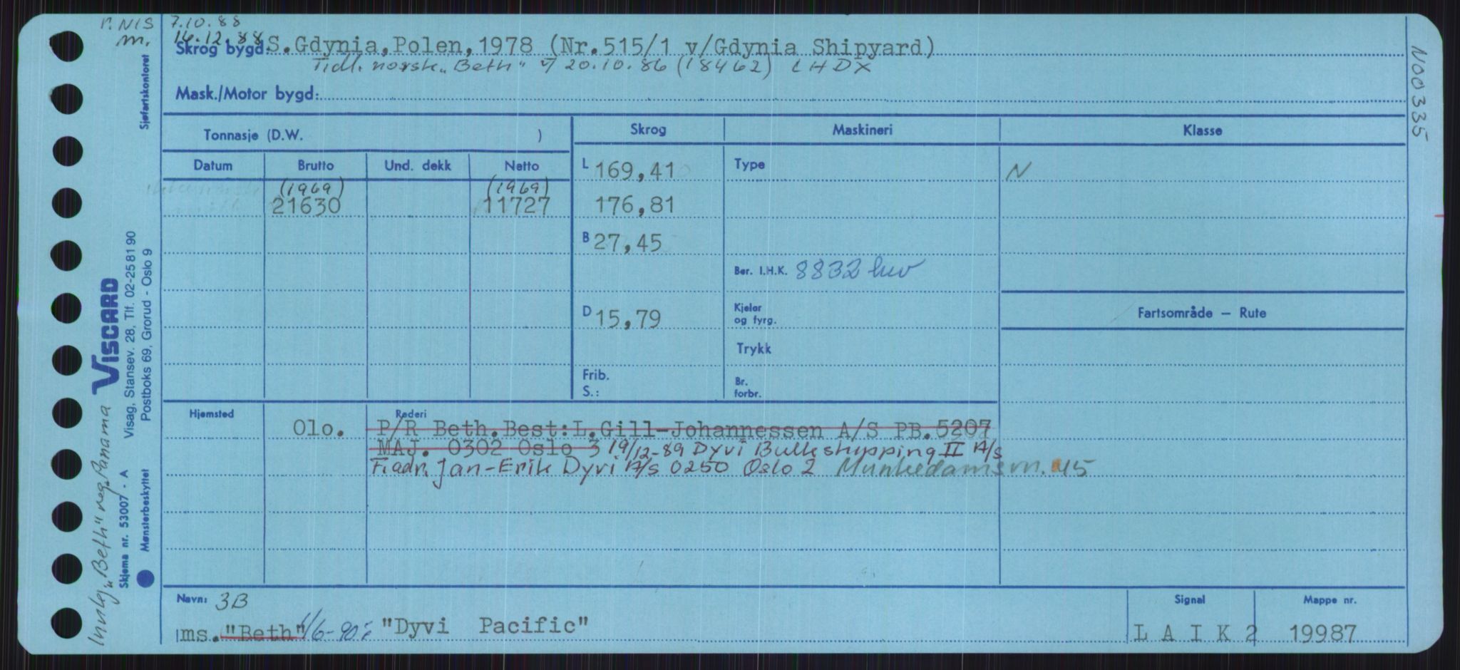 Sjøfartsdirektoratet med forløpere, Skipsmålingen, RA/S-1627/H/Ha/L0001/0002: Fartøy, A-Eig / Fartøy Bjør-Eig, s. 941