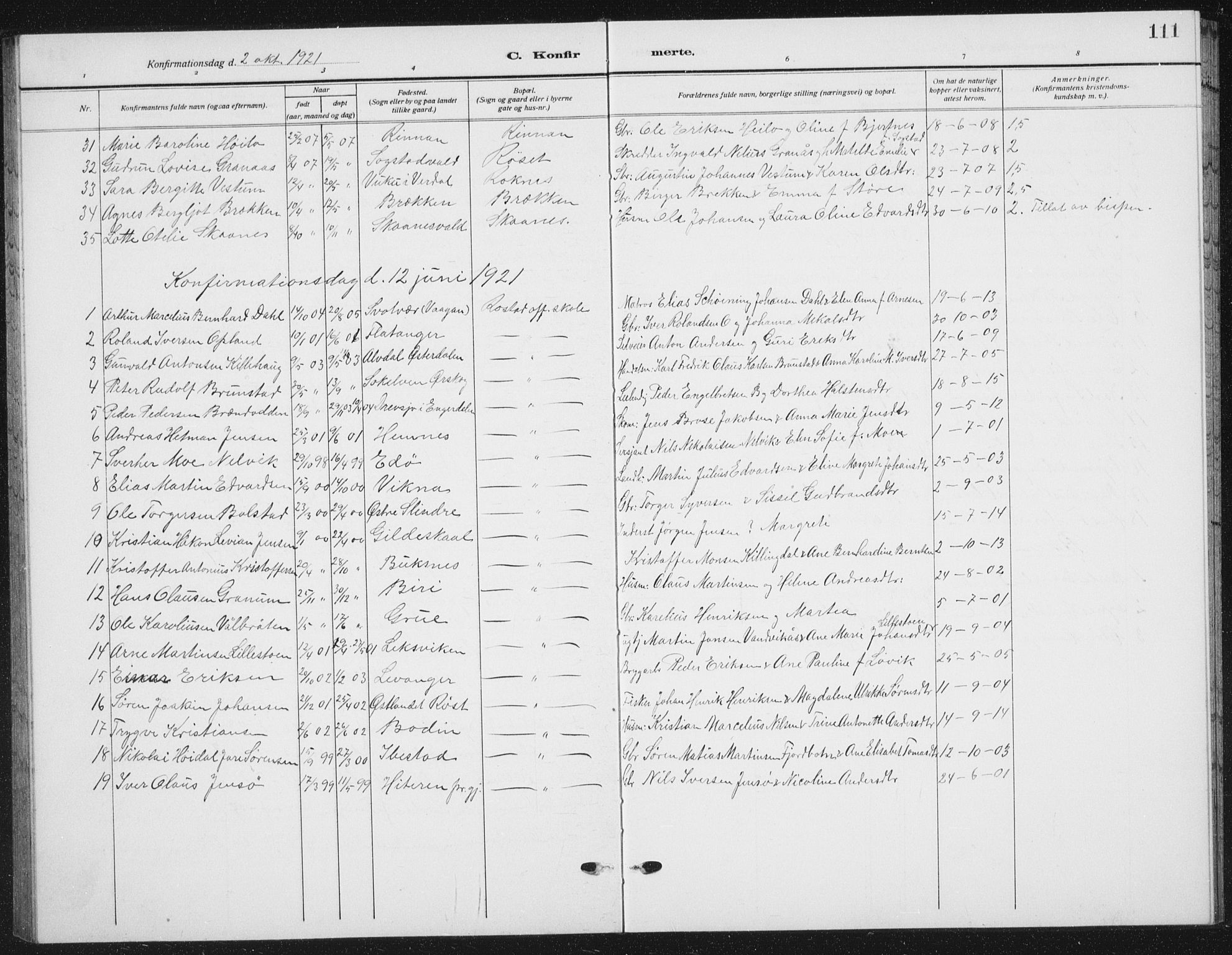 Ministerialprotokoller, klokkerbøker og fødselsregistre - Nord-Trøndelag, AV/SAT-A-1458/721/L0209: Klokkerbok nr. 721C02, 1918-1940, s. 111