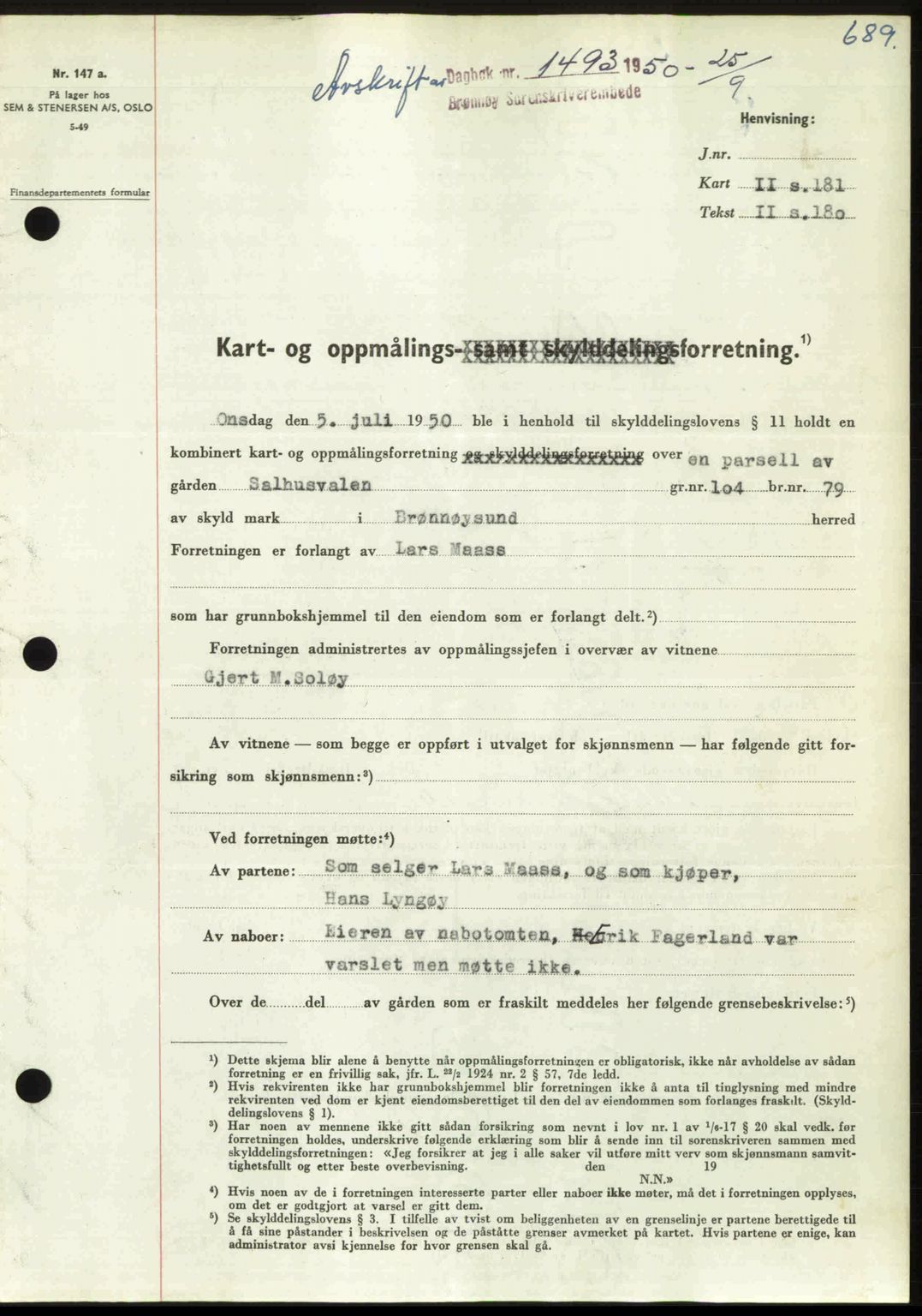 Brønnøy sorenskriveri, SAT/A-4170/1/2/2C: Pantebok nr. 36, 1950-1950, Dagboknr: 1493/1950