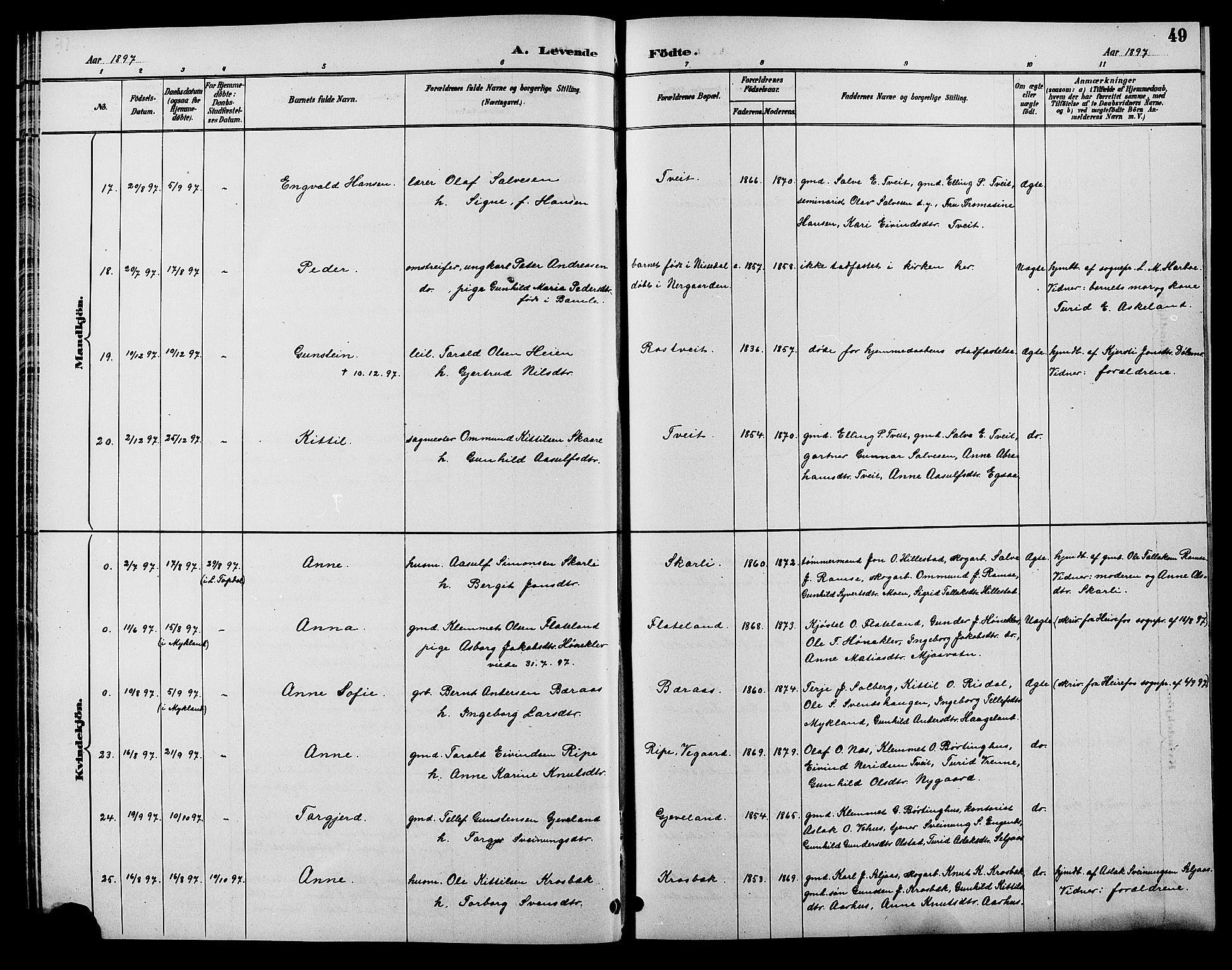 Åmli sokneprestkontor, AV/SAK-1111-0050/F/Fb/Fbc/L0004: Klokkerbok nr. B 4, 1889-1902, s. 49