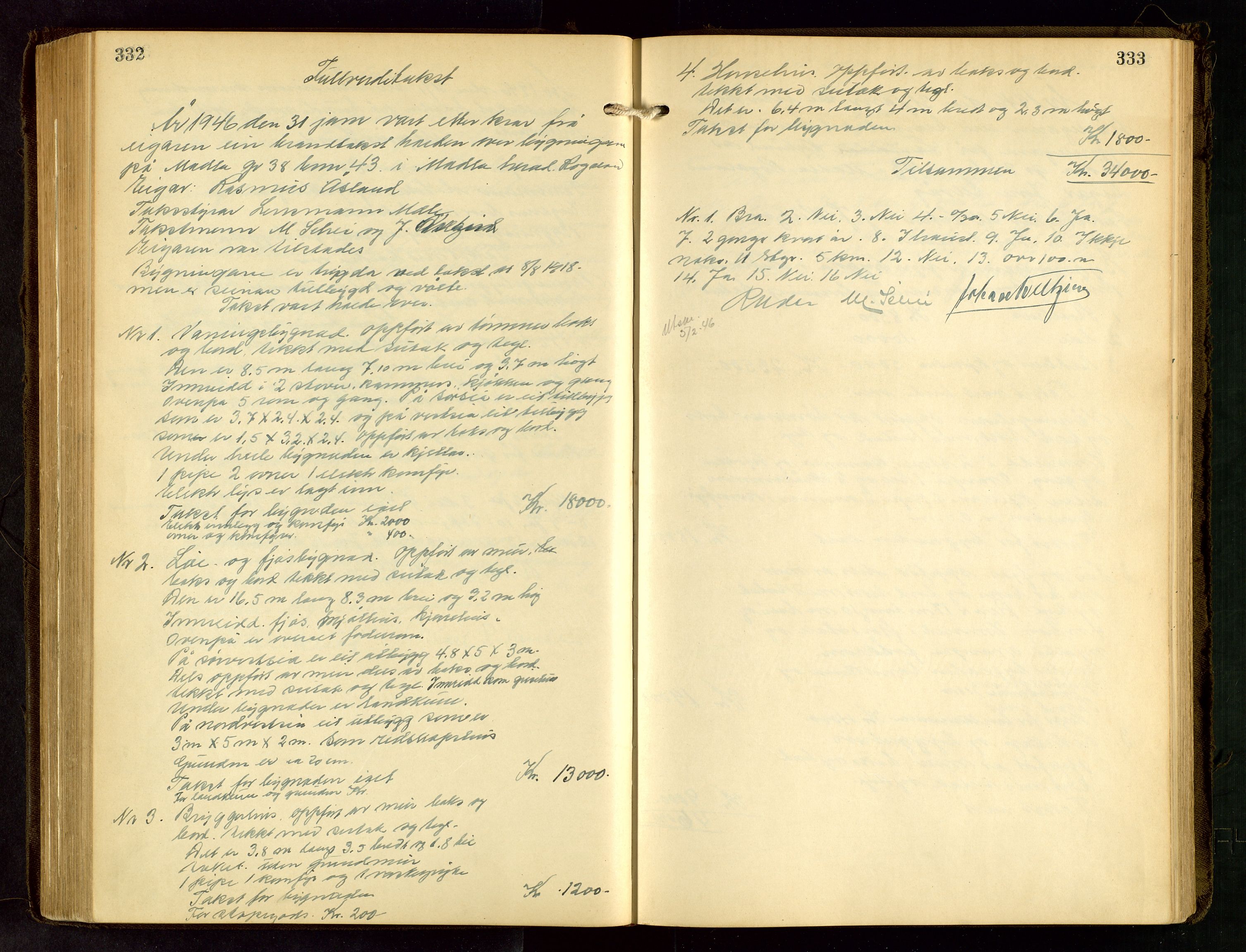 Håland lensmannskontor, AV/SAST-A-100100/Go/L0005: "Brandtakstprotokoll"  Register i boken., 1929-1948, s. 332-333