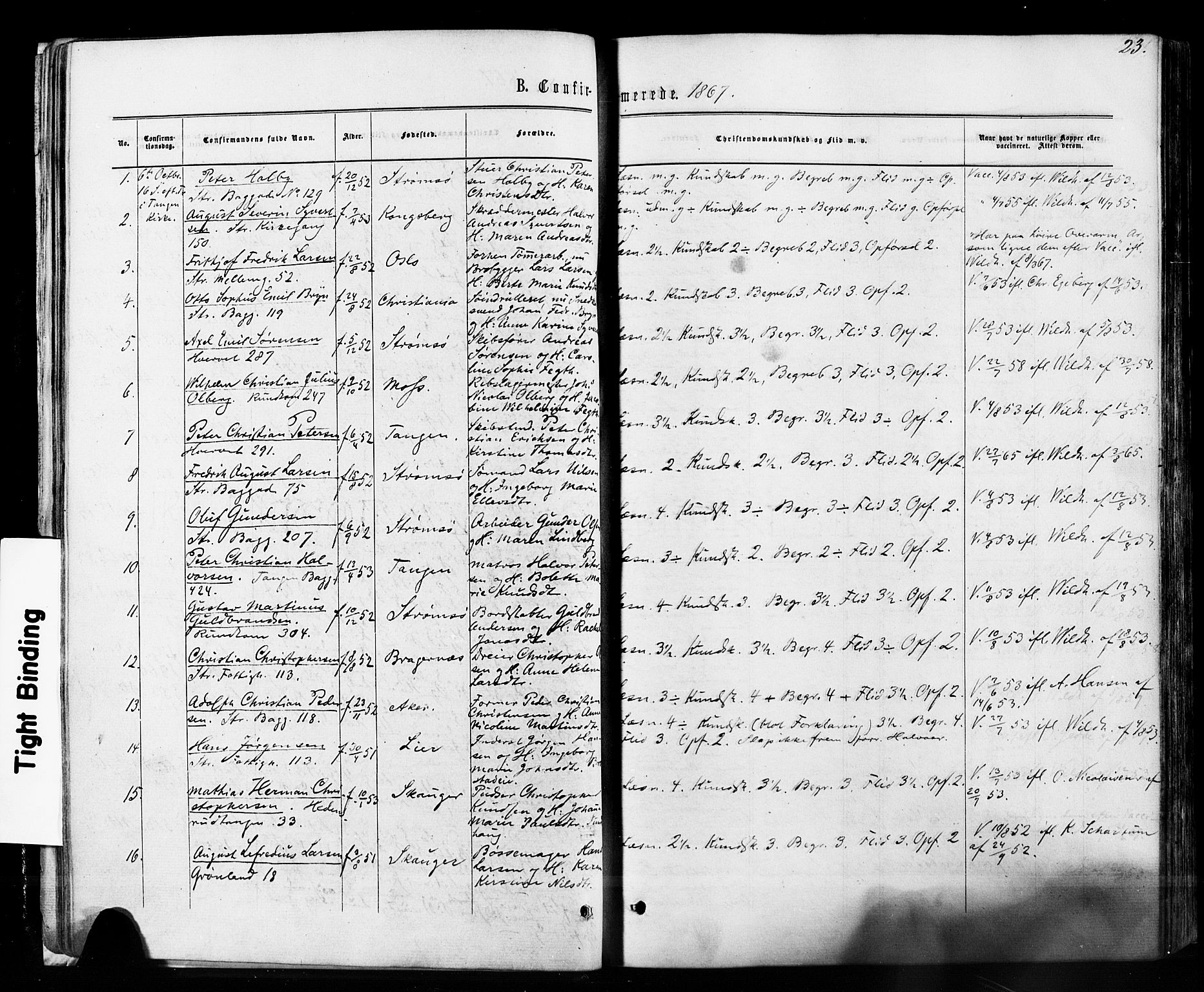 Strømsø kirkebøker, AV/SAKO-A-246/F/Fa/L0018: Ministerialbok nr. I 18, 1865-1878, s. 23