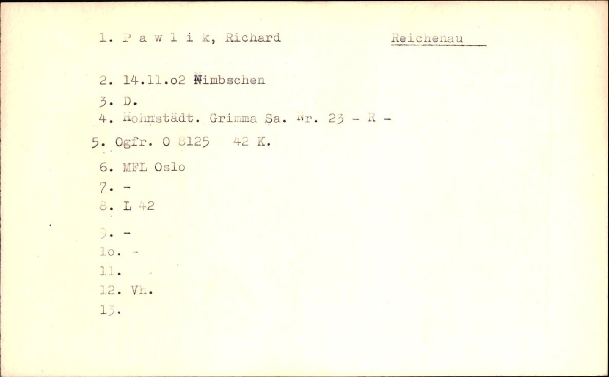 Hjemsendte tyskere , RA/RAFA-6487/D/Da/L0004: Paulik-Seher, 1945-1947, s. 1