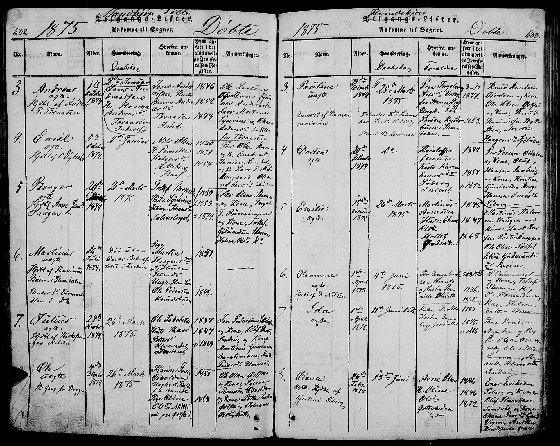 Trysil prestekontor, SAH/PREST-046/H/Ha/Hab/L0005: Klokkerbok nr. 5, 1814-1877, s. 632-633