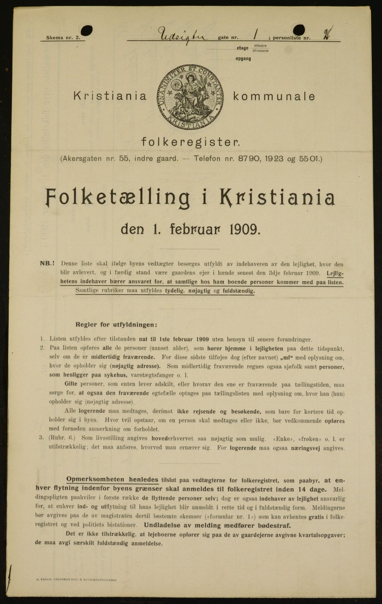 OBA, Kommunal folketelling 1.2.1909 for Kristiania kjøpstad, 1909, s. 110073