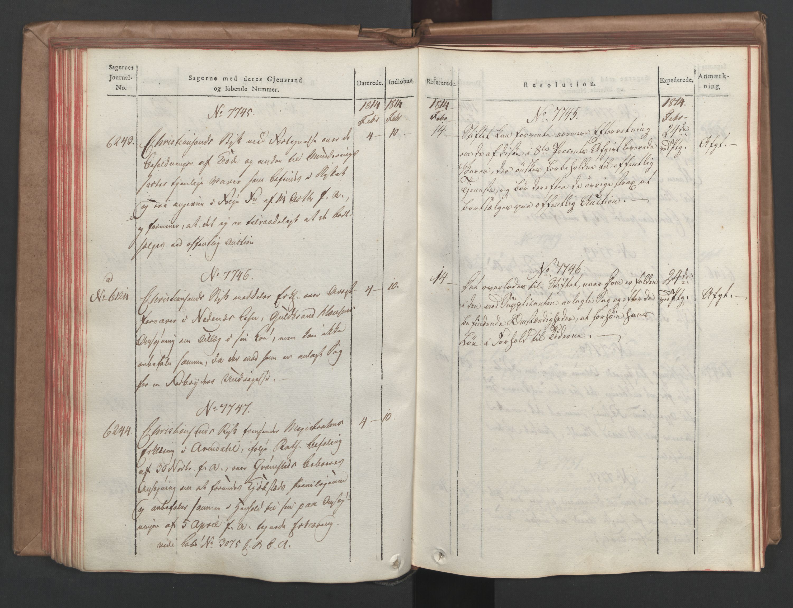 Stattholderembetet 1810-1814, 1. kontor (Kontor A), AV/RA-EA-2872/Ab/L0008: Referatprotokoll,  j.nr. 5846-6405,  l.nr. 7275-7924, 1813-1814, s. 136