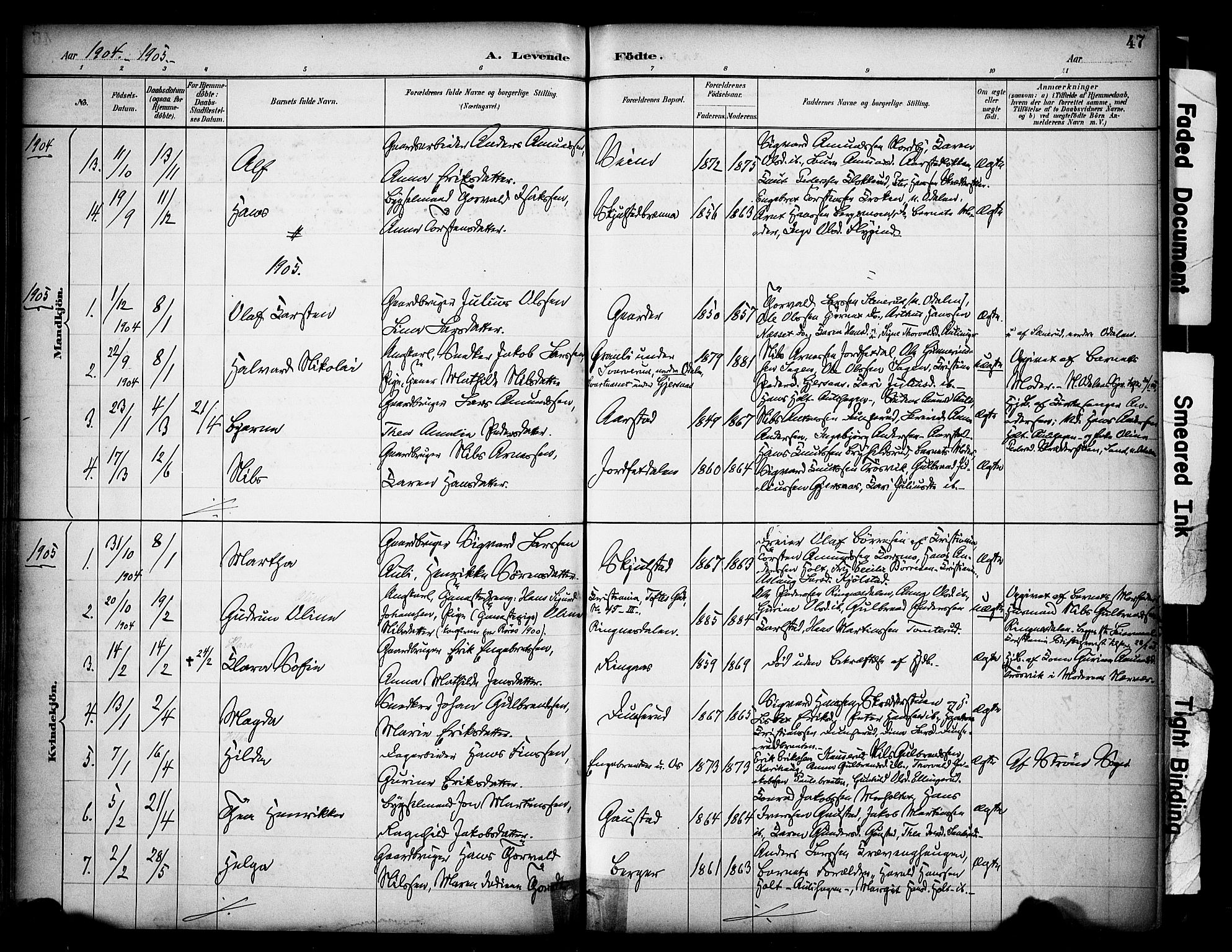 Sør-Odal prestekontor, AV/SAH-PREST-030/H/Ha/Haa/L0009: Ministerialbok nr. 9, 1886-1926, s. 47