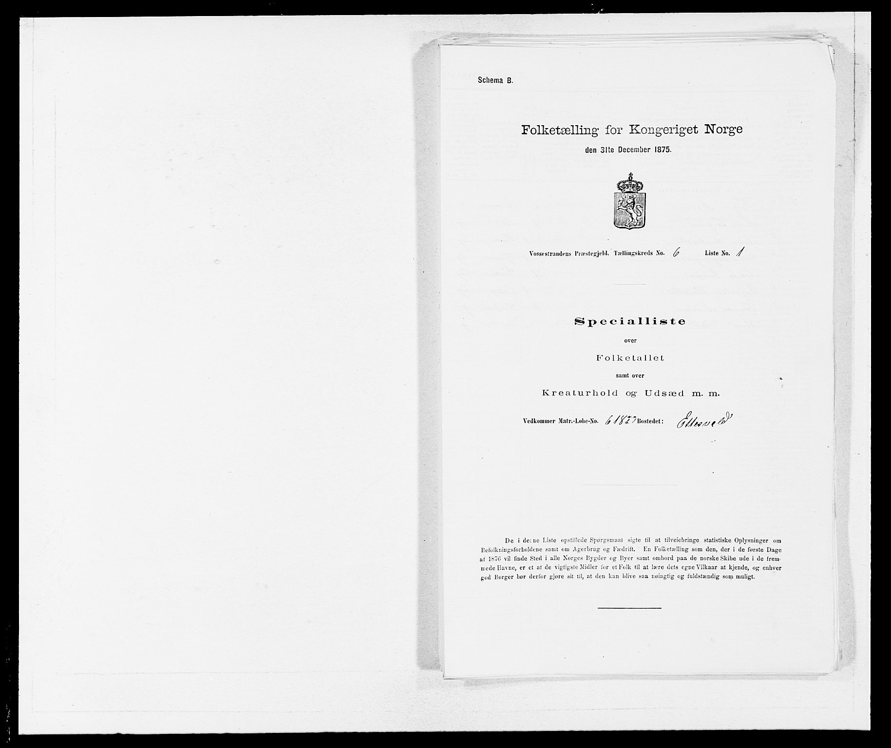 SAB, Folketelling 1875 for 1236P Vossestrand prestegjeld, 1875, s. 465