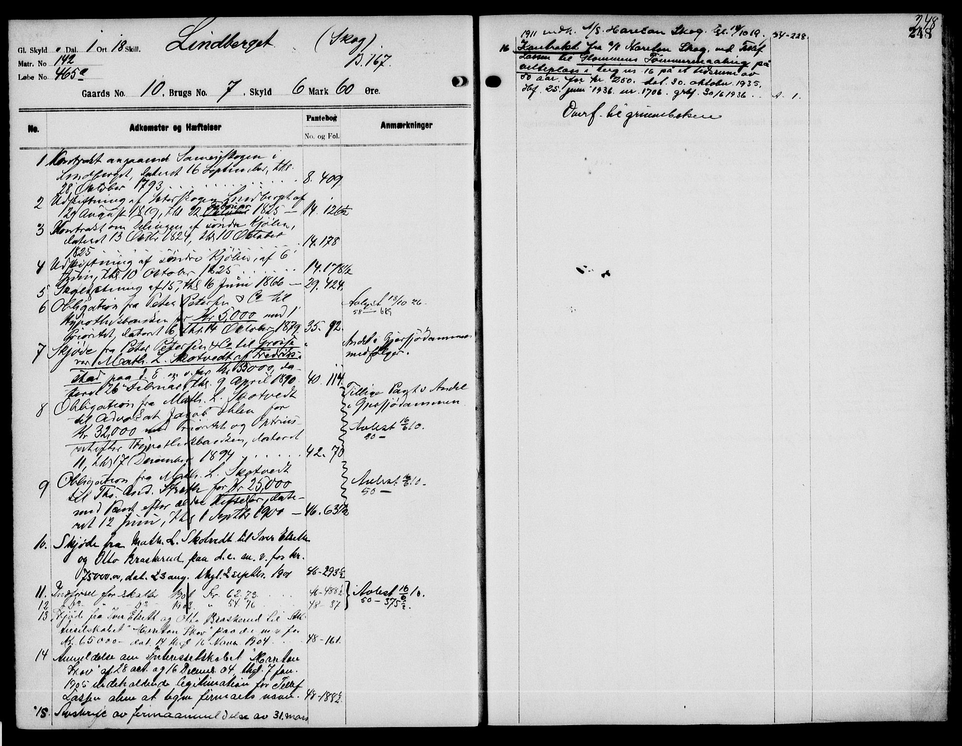 Solør tingrett, AV/SAH-TING-008/H/Ha/Haj/L0001: Panteregister nr. I, 1900-1935, s. 248