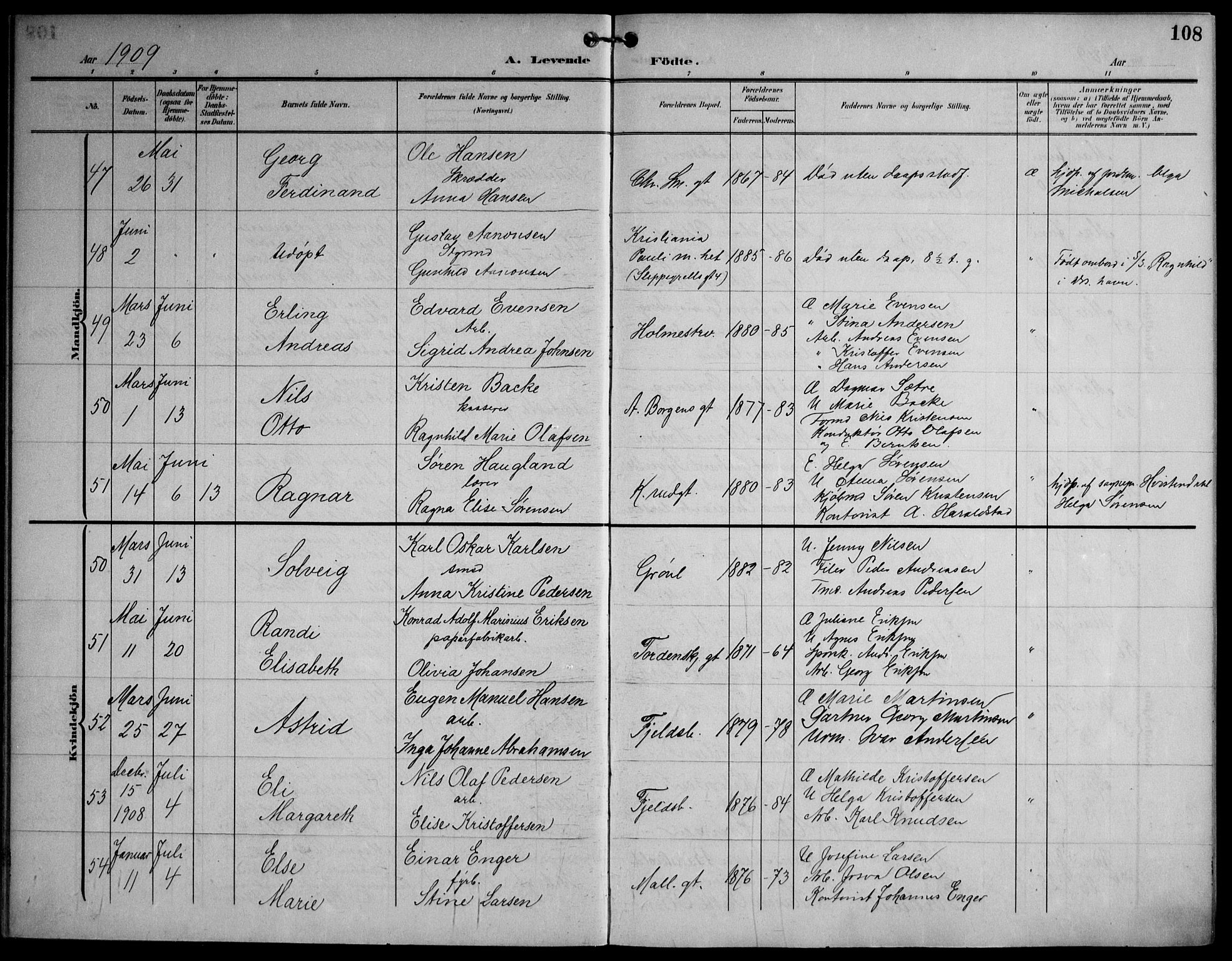Strømsø kirkebøker, AV/SAKO-A-246/F/Fa/L0026: Ministerialbok nr. I 26, 1905-1914, s. 108