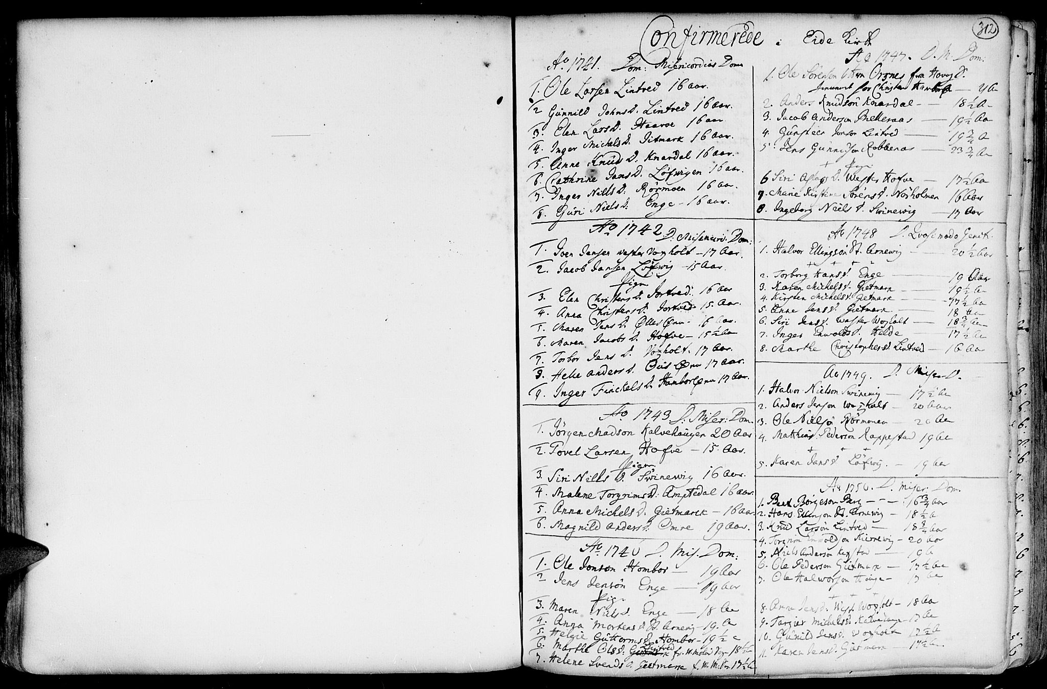 Hommedal sokneprestkontor, SAK/1111-0023/F/Fa/Fab/L0002: Ministerialbok nr. A 2 /2, 1740-1823, s. 312