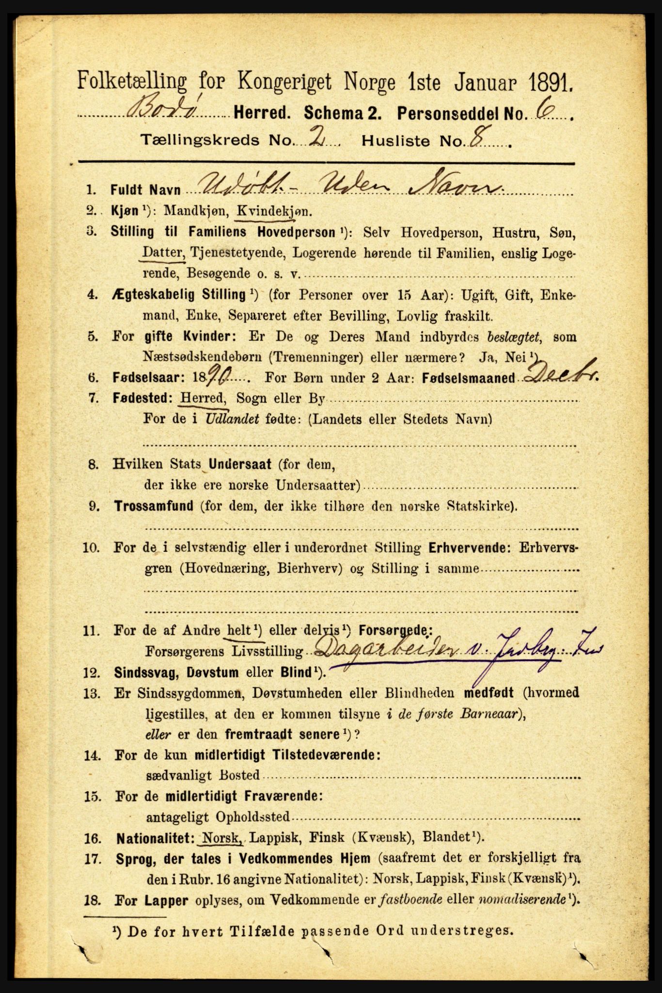 RA, Folketelling 1891 for 1843 Bodø herred, 1891, s. 744