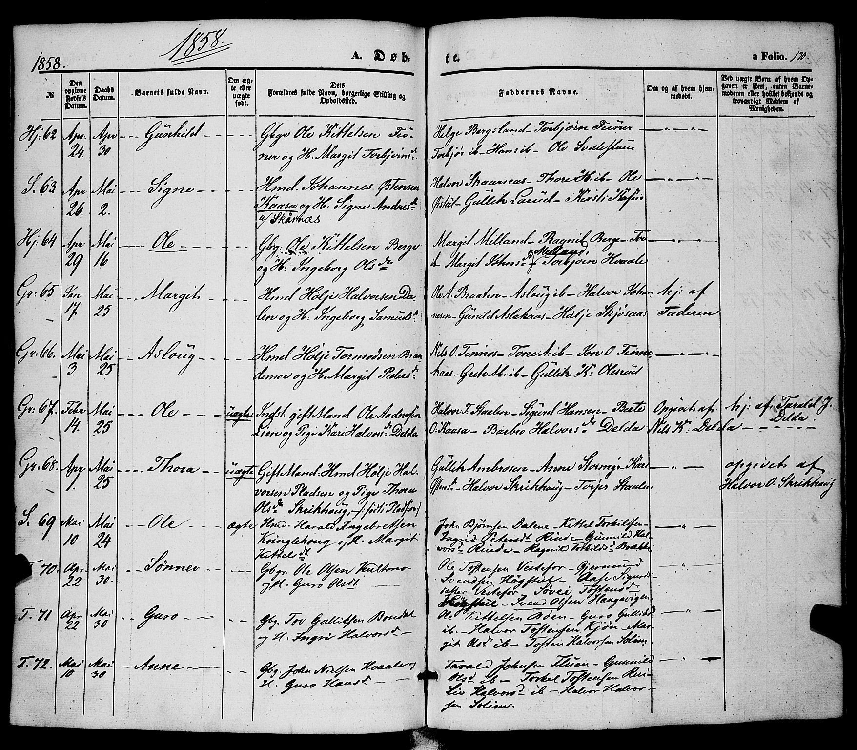 Hjartdal kirkebøker, SAKO/A-270/F/Fa/L0008: Ministerialbok nr. I 8, 1844-1859, s. 130