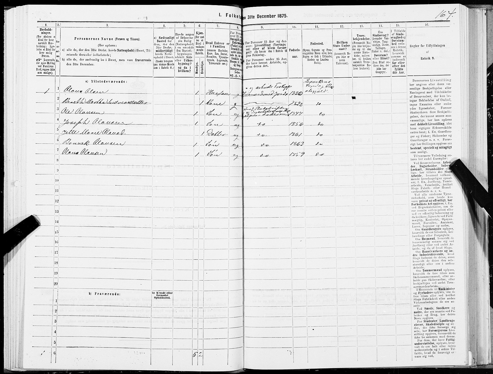 SAT, Folketelling 1875 for 1718P Leksvik prestegjeld, 1875, s. 1164