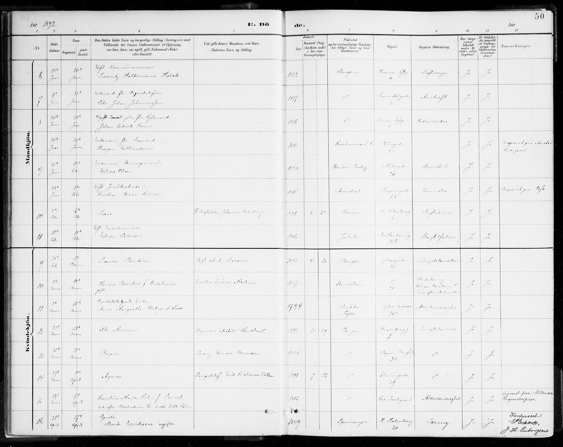 Johanneskirken sokneprestembete, AV/SAB-A-76001/H/Haa/L0019: Ministerialbok nr. E 1, 1885-1915, s. 50