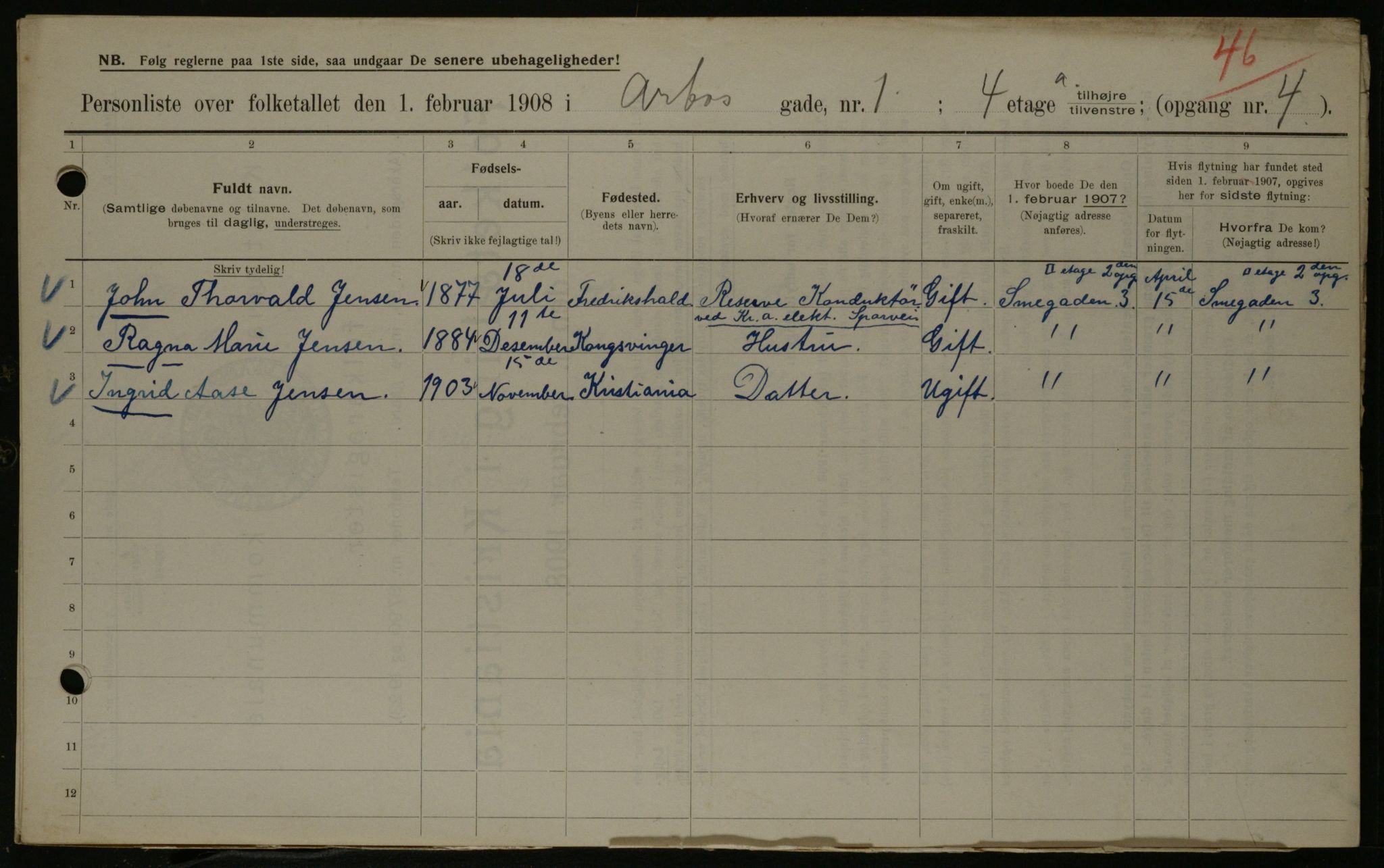 OBA, Kommunal folketelling 1.2.1908 for Kristiania kjøpstad, 1908, s. 1988