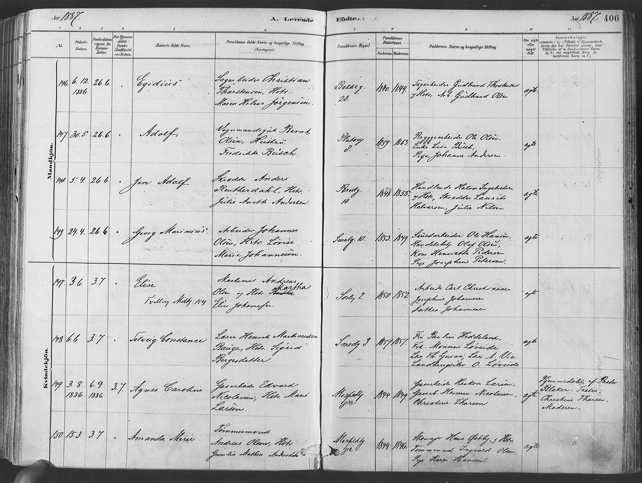 Grønland prestekontor Kirkebøker, SAO/A-10848/F/Fa/L0007: Ministerialbok nr. 7, 1878-1888, s. 406
