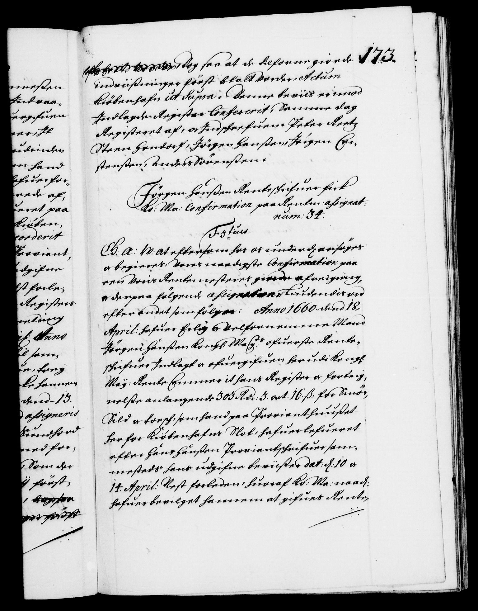 Danske Kanselli 1572-1799, AV/RA-EA-3023/F/Fc/Fca/Fcaa/L0009: Norske registre (mikrofilm), 1657-1660, s. 173a