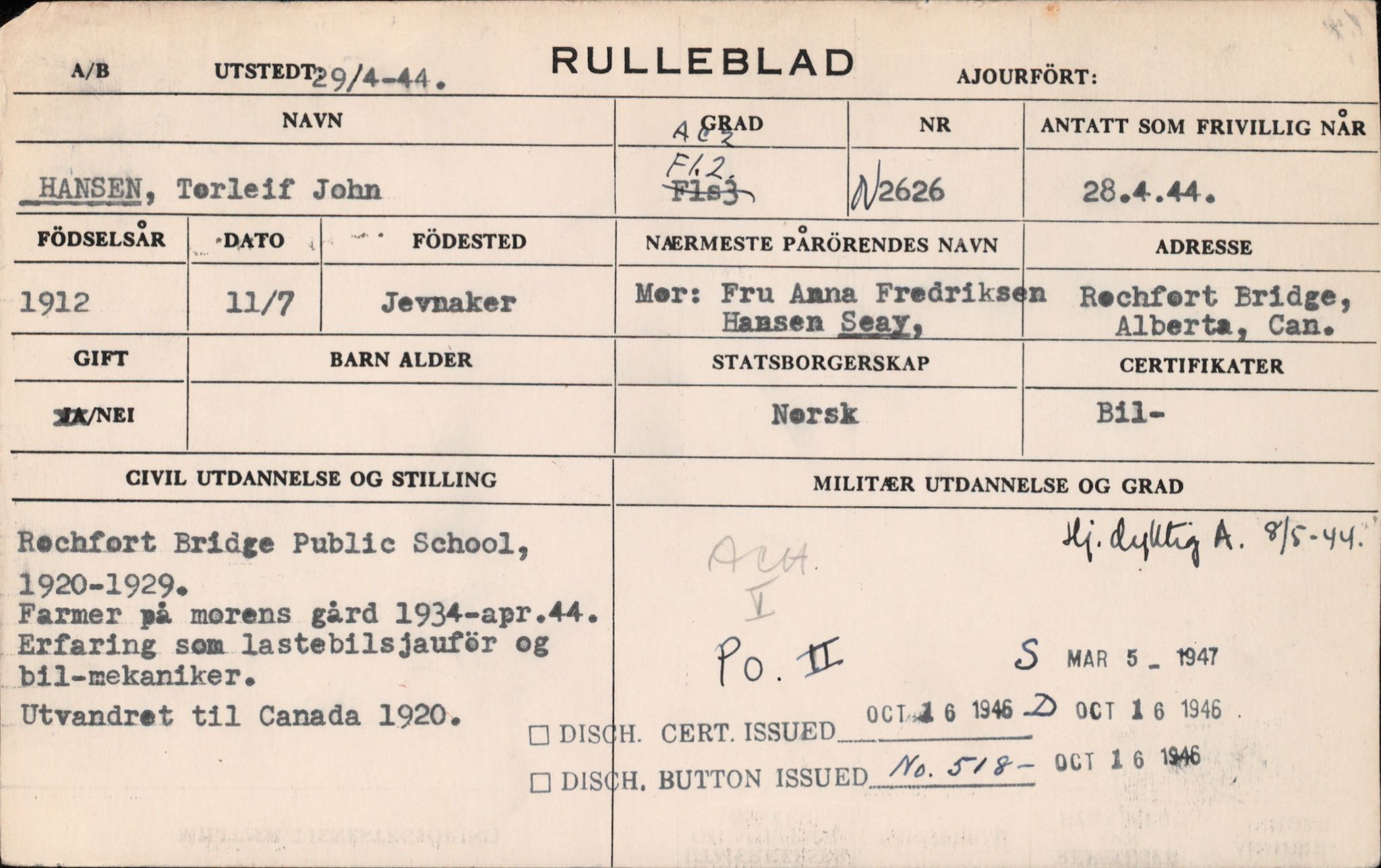 Forsvaret, Forsvarets overkommando/Luftforsvarsstaben, AV/RA-RAFA-4079/P/Pa/L0029: Personellpapirer, 1912, s. 485