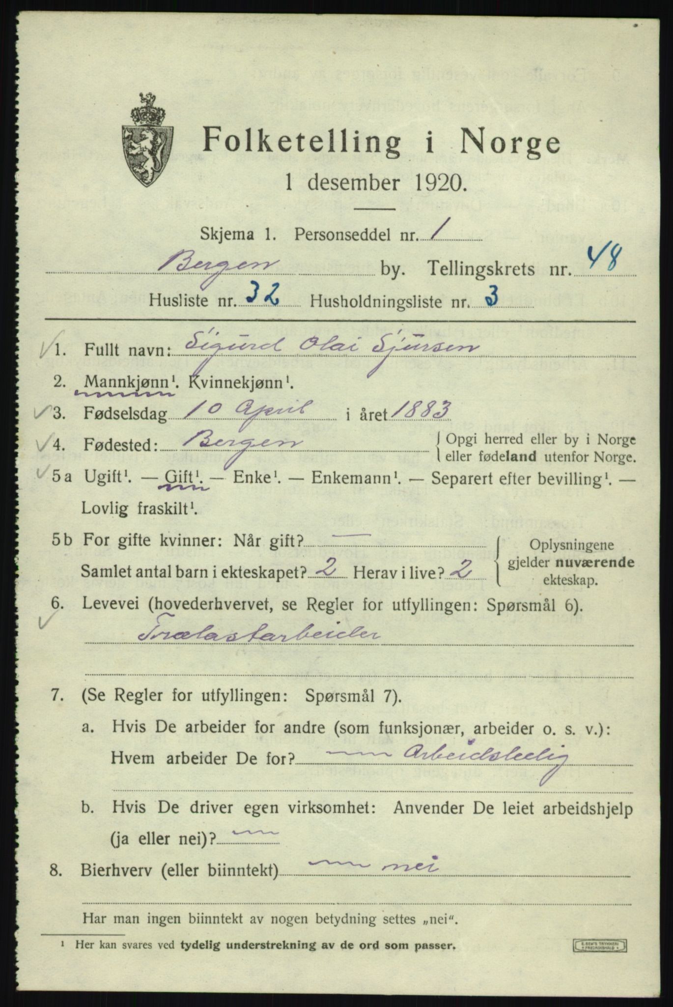 SAB, Folketelling 1920 for 1301 Bergen kjøpstad, 1920, s. 117656