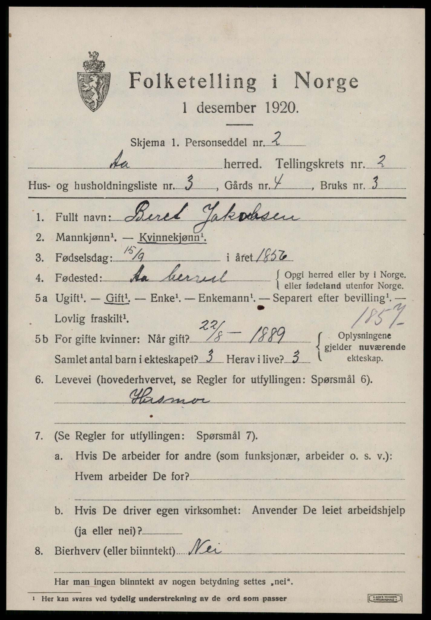 SAT, Folketelling 1920 for 1630 Å herred, 1920, s. 1414