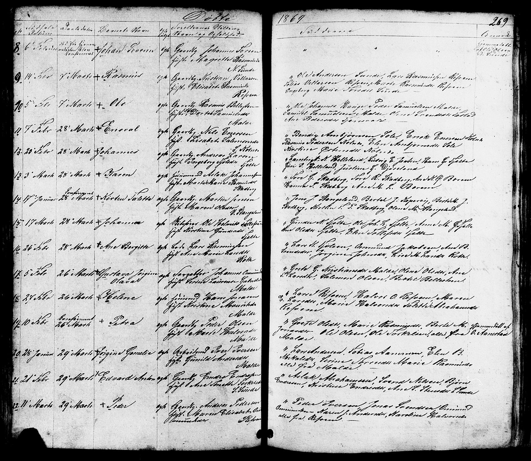 Håland sokneprestkontor, AV/SAST-A-101802/001/30BB/L0002: Klokkerbok nr. B 2, 1845-1872, s. 269