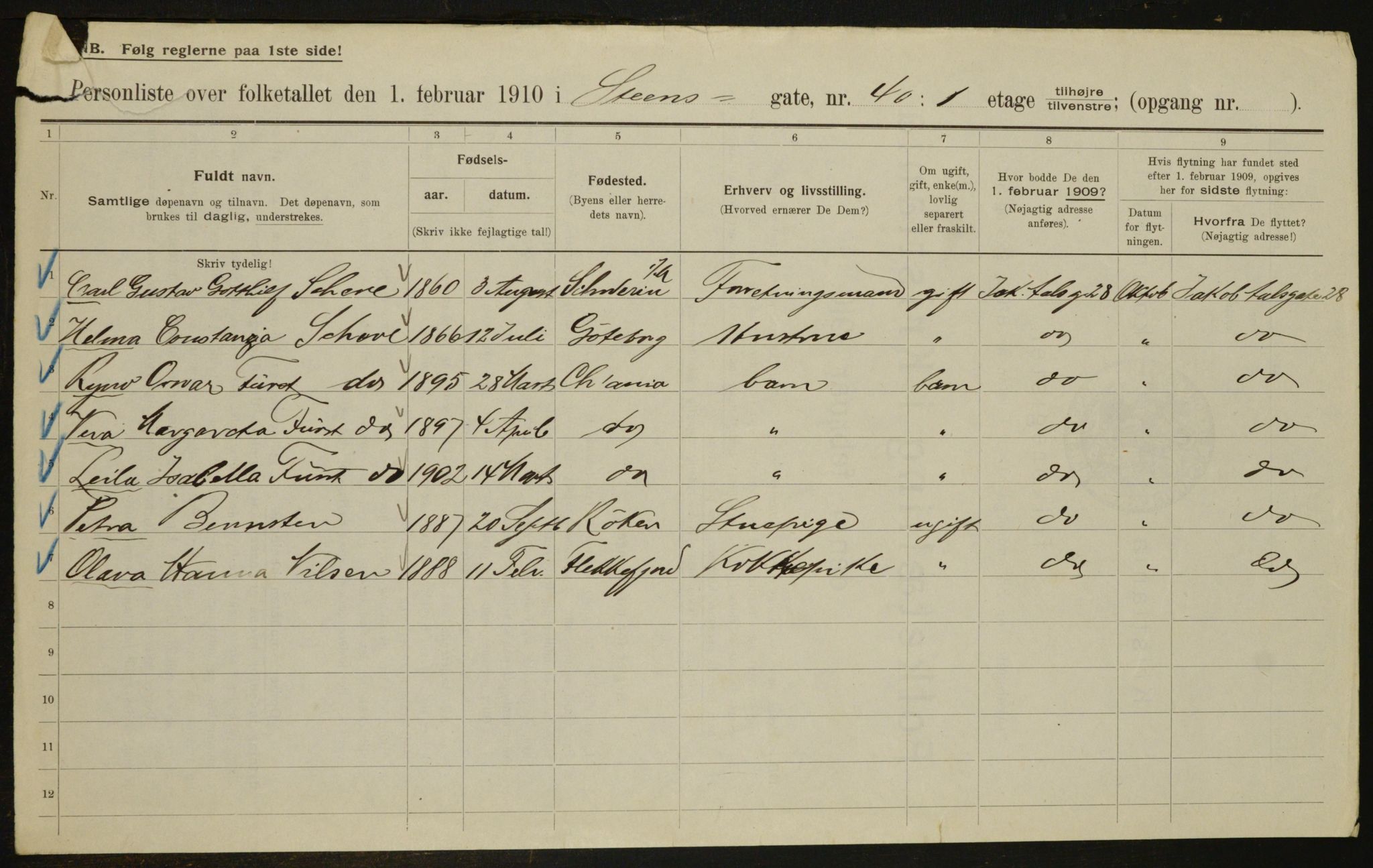 OBA, Kommunal folketelling 1.2.1910 for Kristiania, 1910, s. 97190