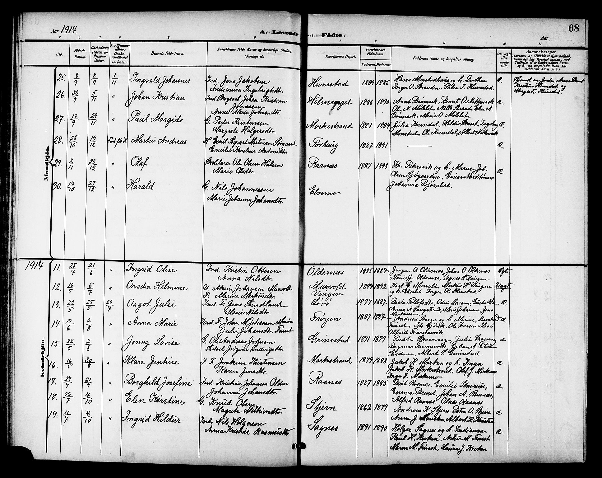 Ministerialprotokoller, klokkerbøker og fødselsregistre - Sør-Trøndelag, SAT/A-1456/655/L0688: Klokkerbok nr. 655C04, 1899-1922, s. 68