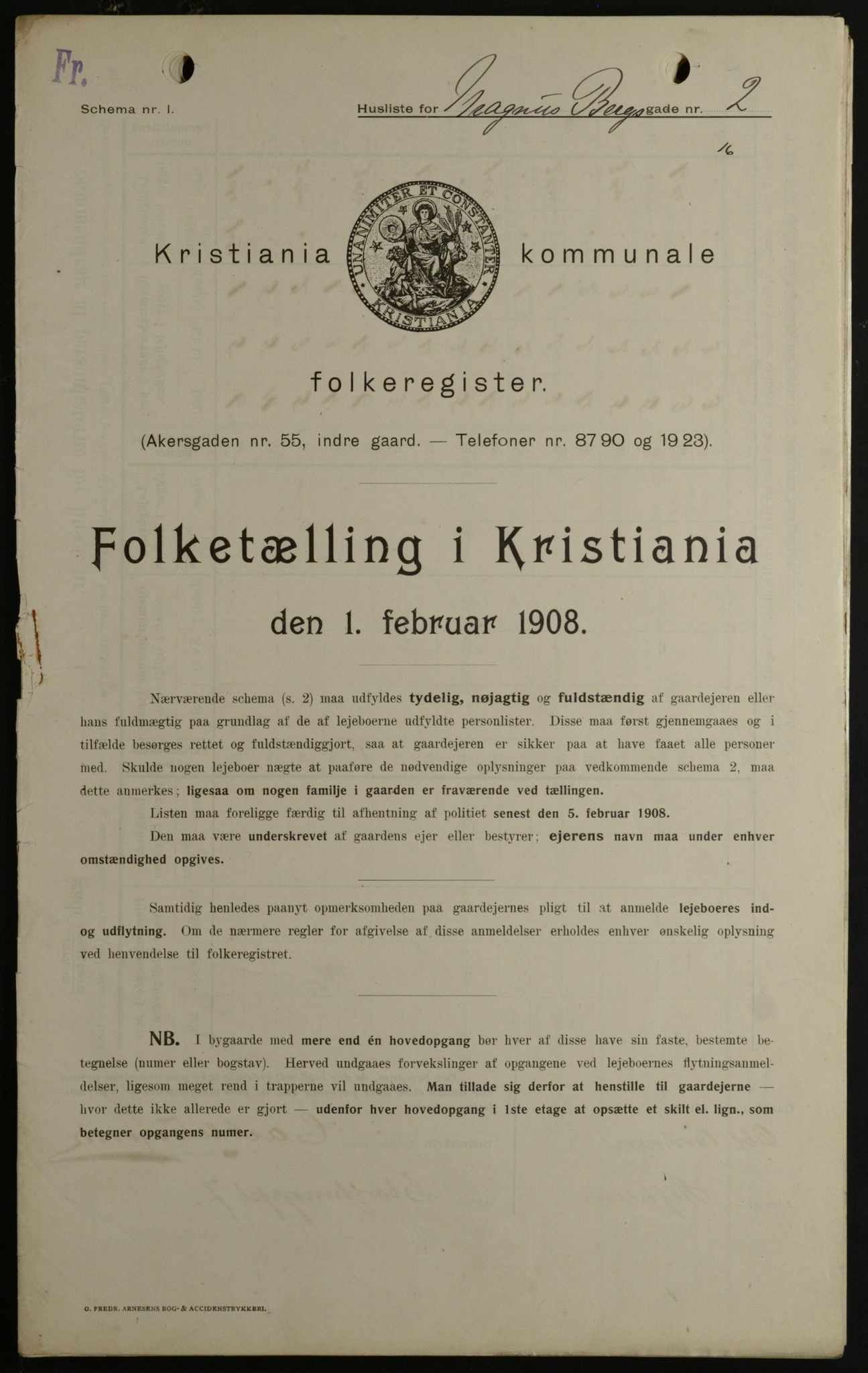 OBA, Kommunal folketelling 1.2.1908 for Kristiania kjøpstad, 1908, s. 52870