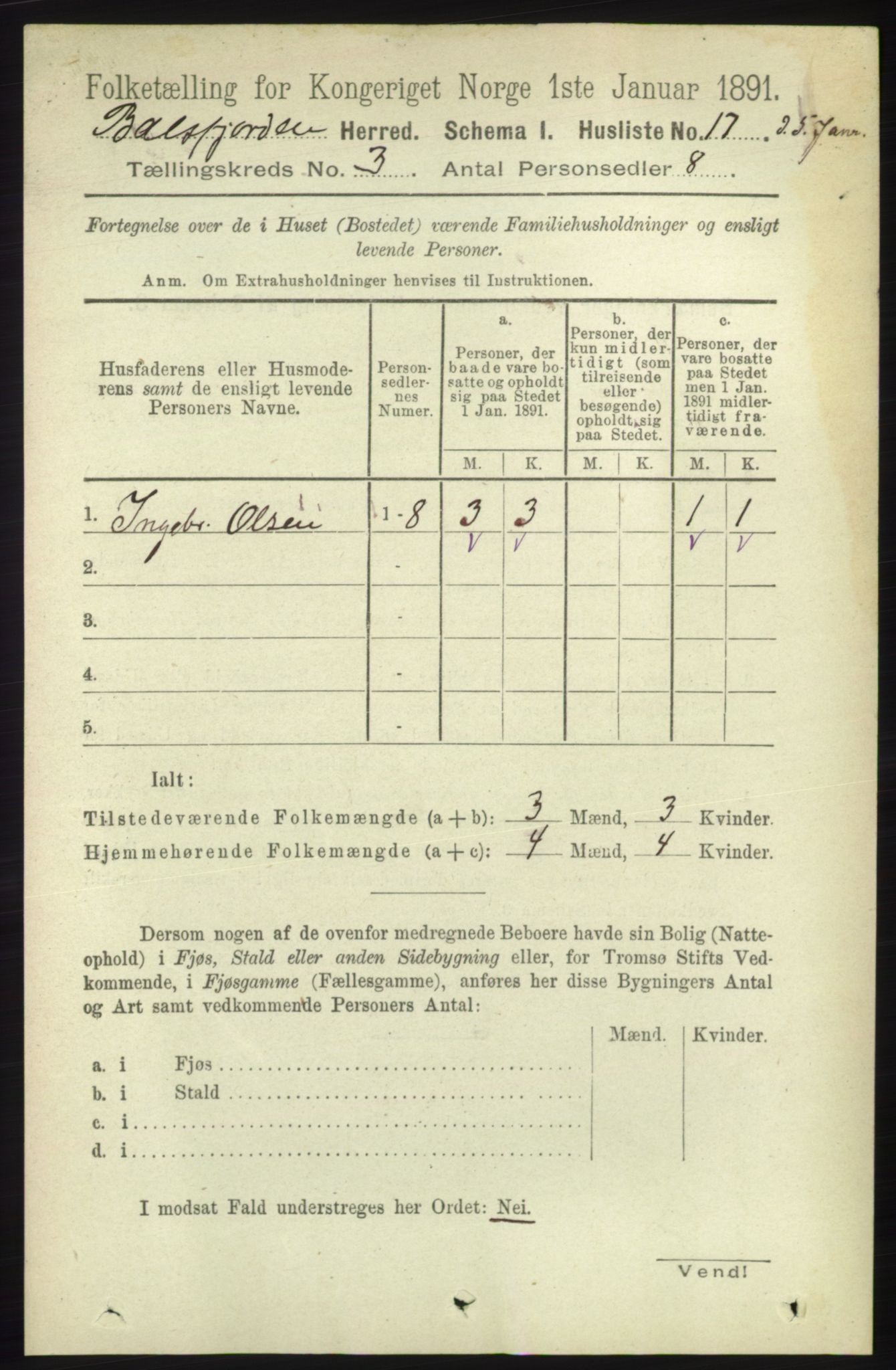 RA, Folketelling 1891 for 1933 Balsfjord herred, 1891, s. 836