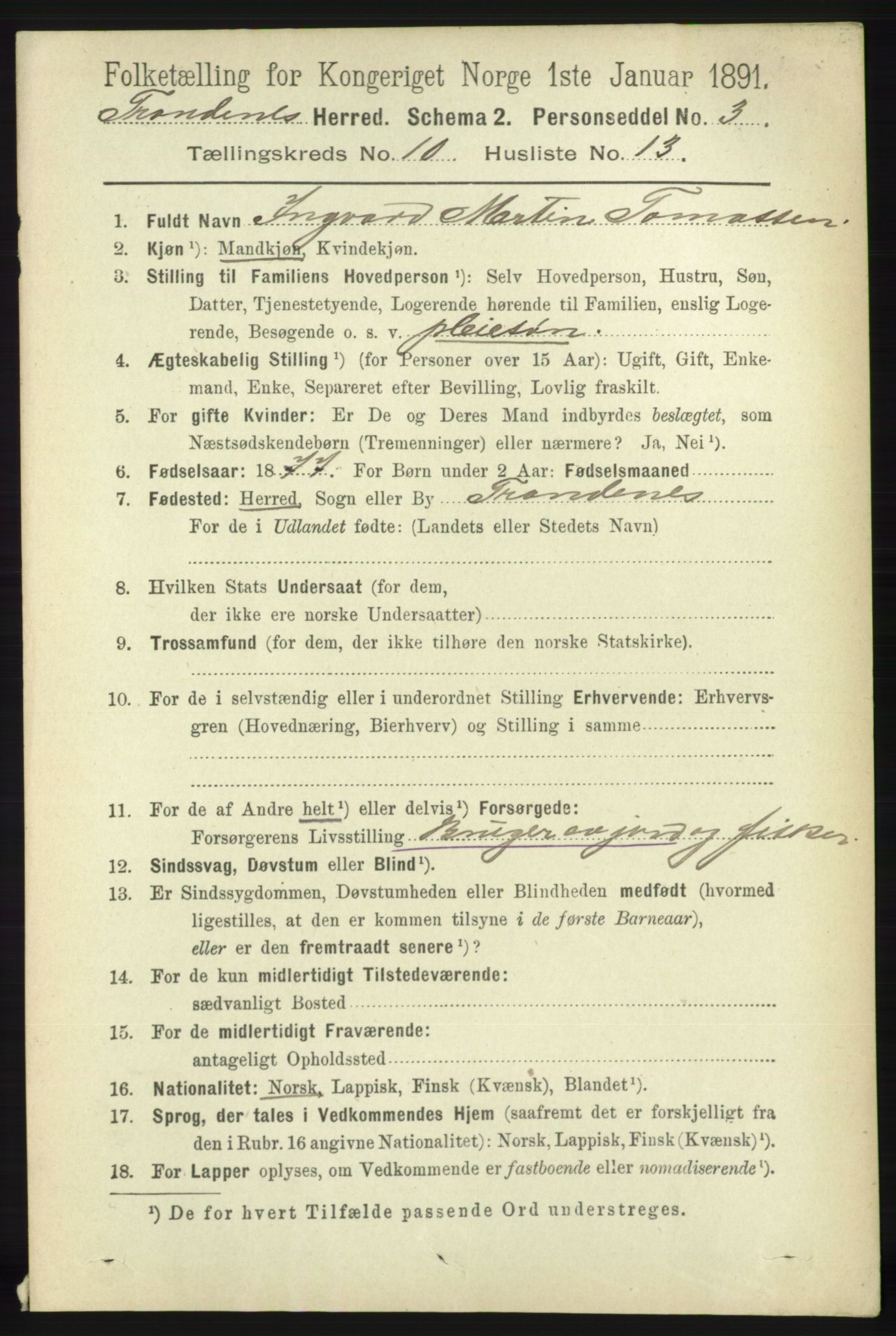 RA, Folketelling 1891 for 1914 Trondenes herred, 1891, s. 7590