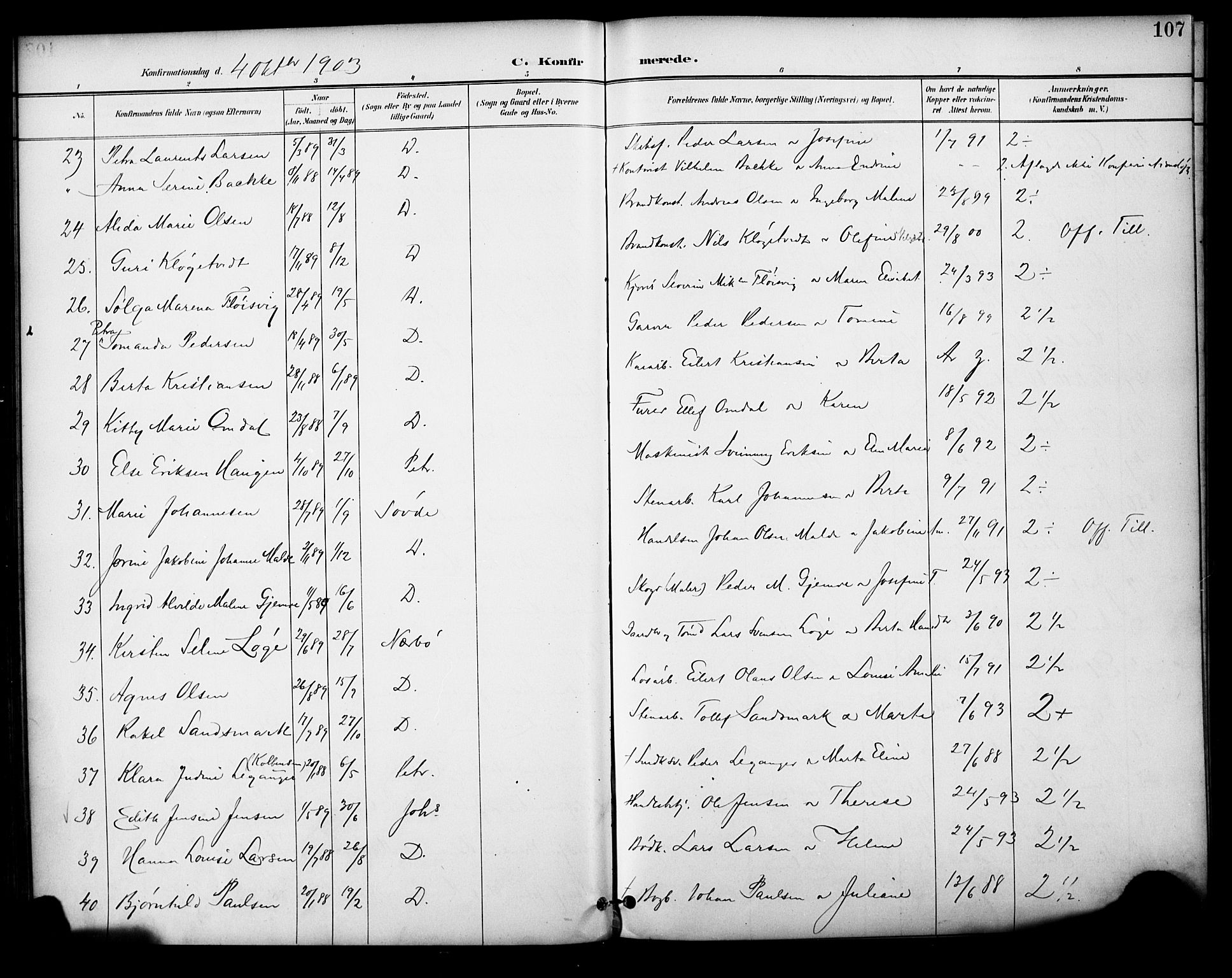 Domkirken sokneprestkontor, SAST/A-101812/001/30/30BA/L0031: Ministerialbok nr. A 30, 1896-1916, s. 107