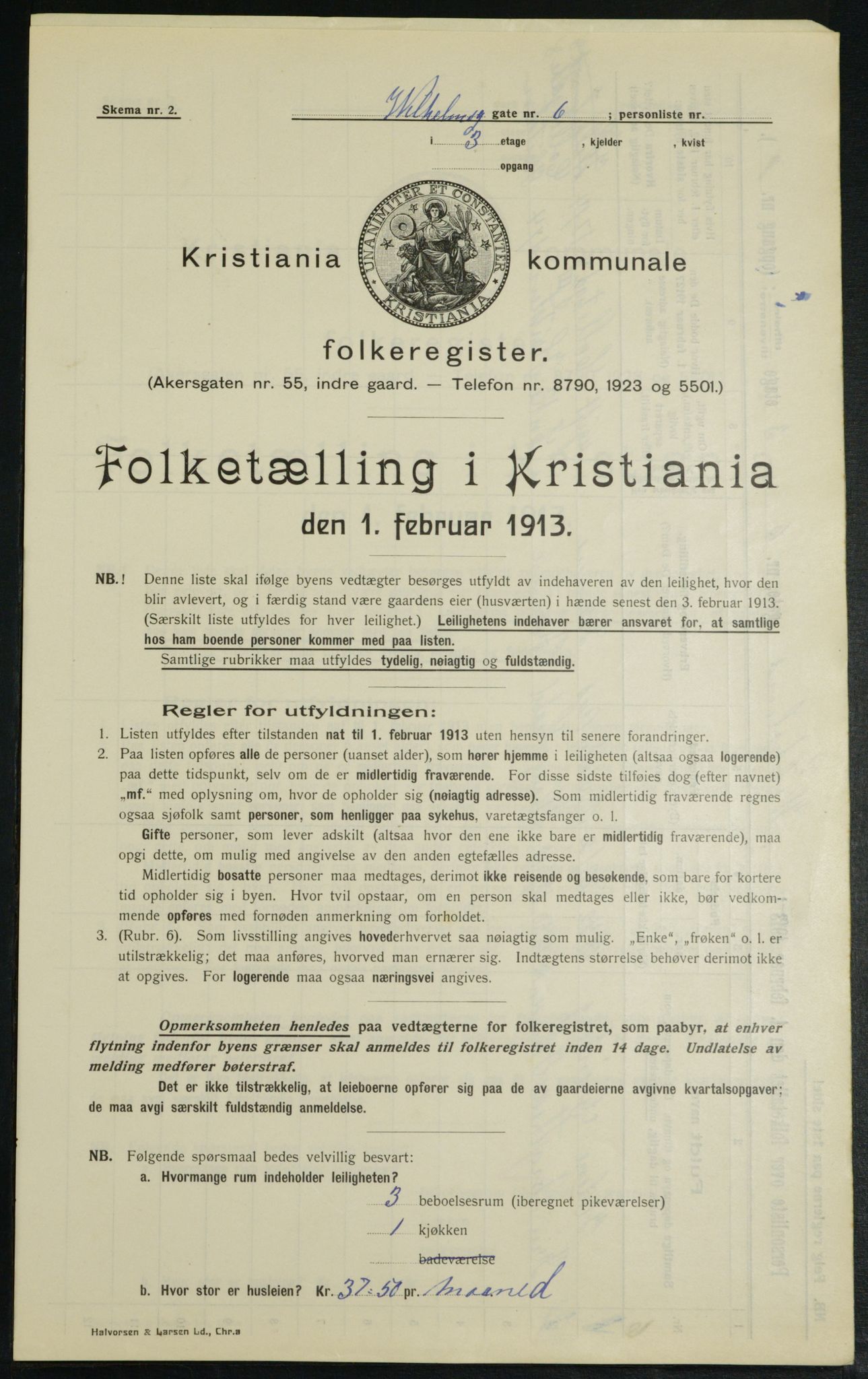 OBA, Kommunal folketelling 1.2.1913 for Kristiania, 1913, s. 128146
