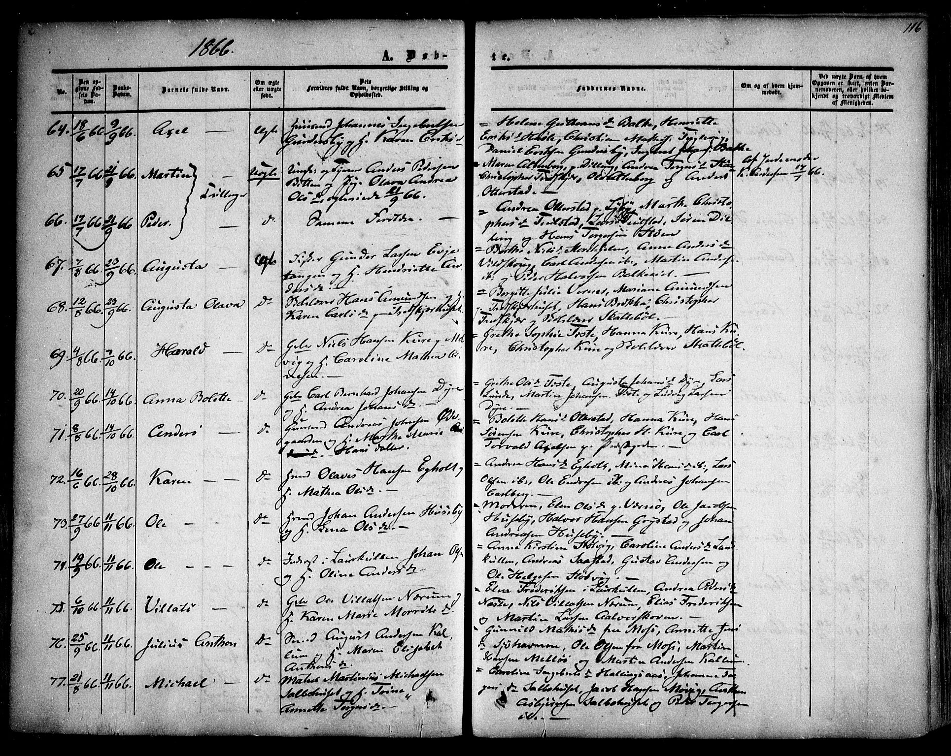 Rygge prestekontor Kirkebøker, AV/SAO-A-10084b/F/Fa/L0005: Ministerialbok nr. 5, 1852-1871, s. 116