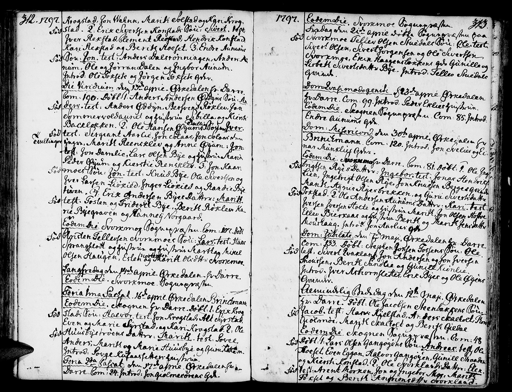 Ministerialprotokoller, klokkerbøker og fødselsregistre - Sør-Trøndelag, SAT/A-1456/668/L0802: Ministerialbok nr. 668A02, 1776-1799, s. 312-313