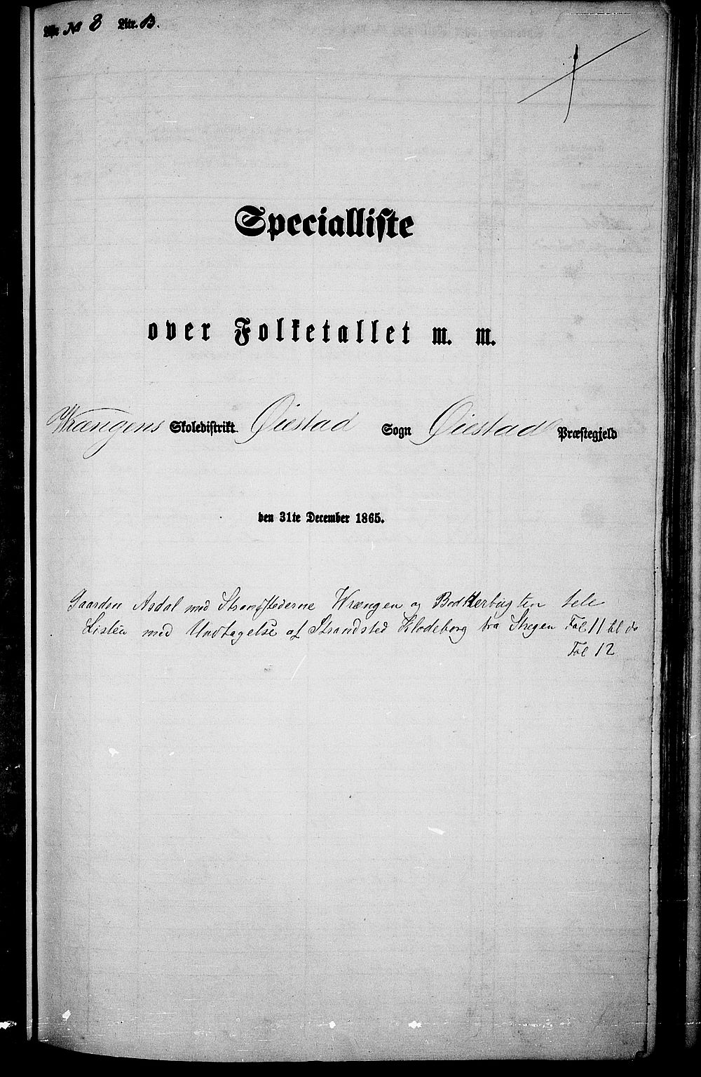 RA, Folketelling 1865 for 0920P Øyestad prestegjeld, 1865, s. 131