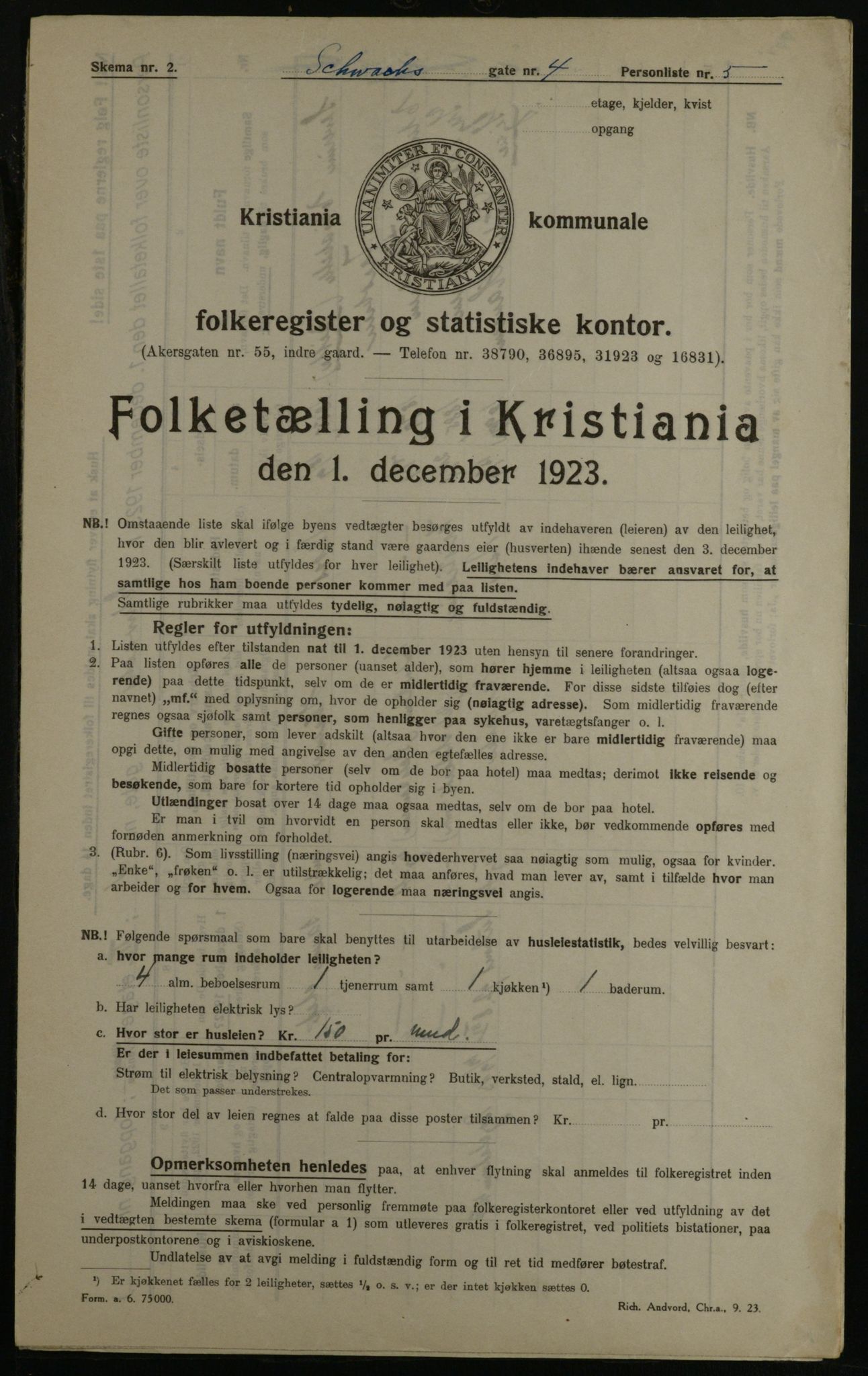 OBA, Kommunal folketelling 1.12.1923 for Kristiania, 1923, s. 100744