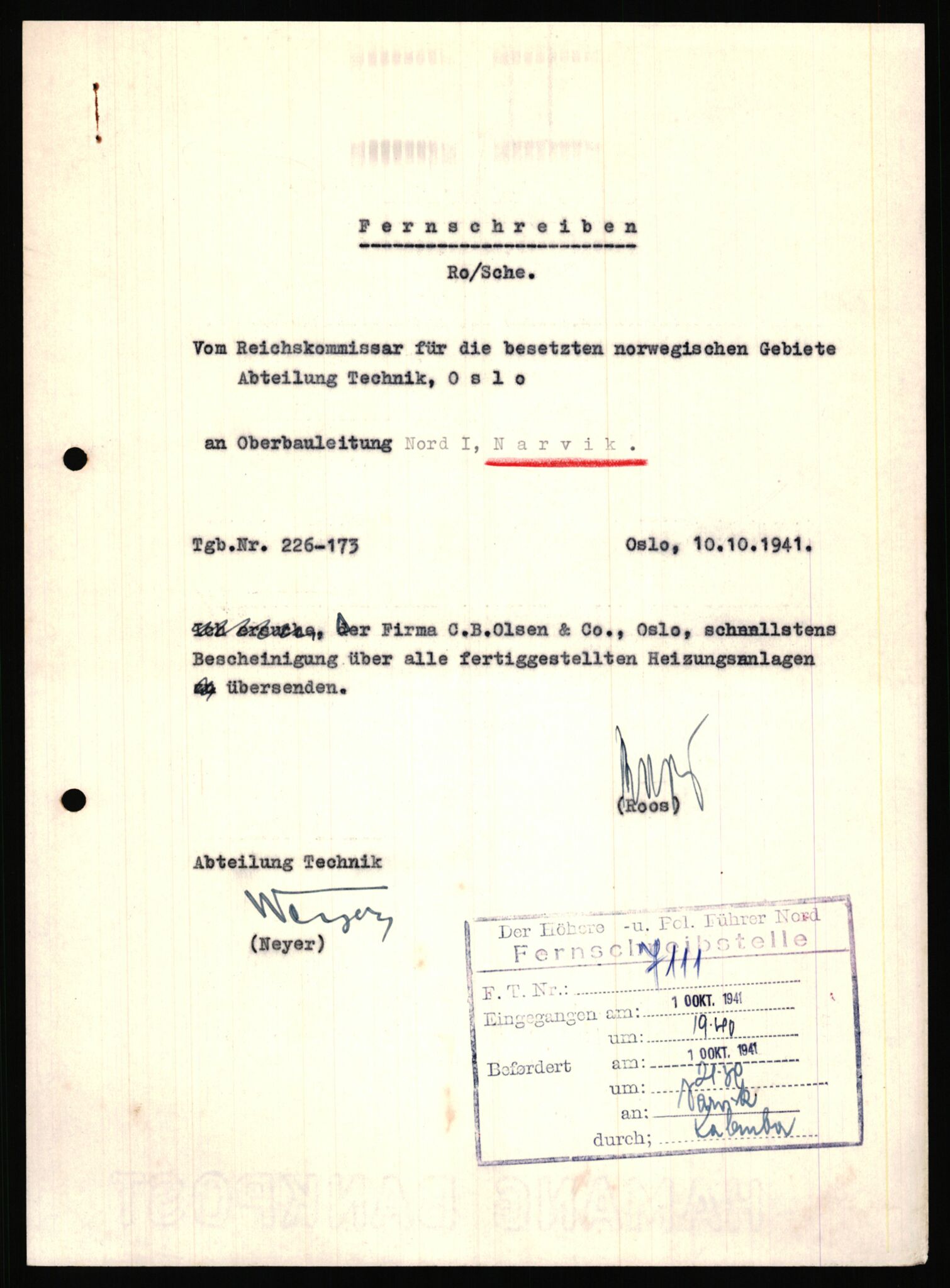 Tyske arkiver, Organisation Todt (OT), Einsatzgruppe Wiking, AV/RA-RAFA-2188/2/B/Bb/L0006: Korrespondanse med Kriegsmarine, 1940-1941, s. 22
