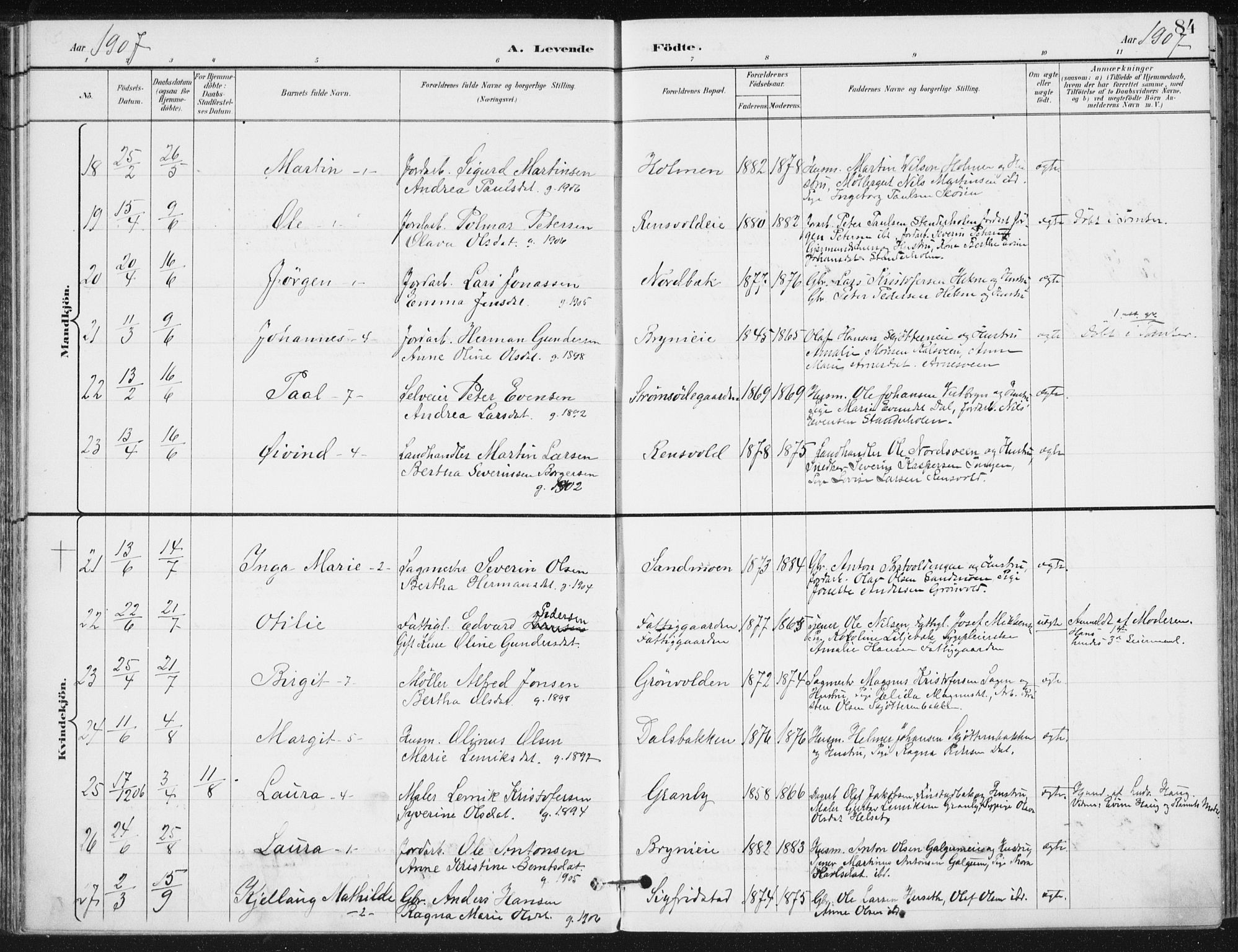 Romedal prestekontor, AV/SAH-PREST-004/K/L0011: Ministerialbok nr. 11, 1896-1912, s. 84
