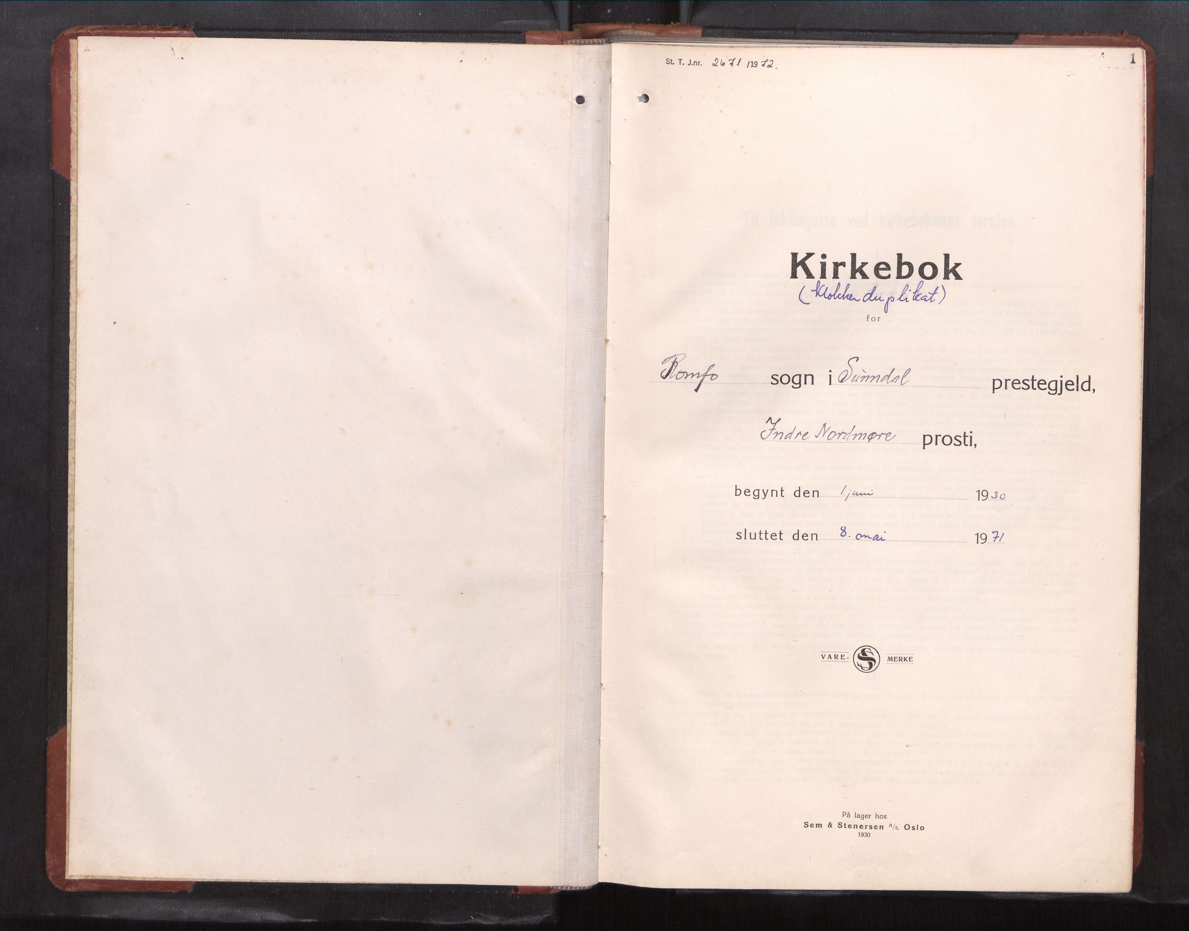 Ministerialprotokoller, klokkerbøker og fødselsregistre - Møre og Romsdal, SAT/A-1454/591/L1021: Klokkerbok nr. 591---, 1930-1971, s. 1