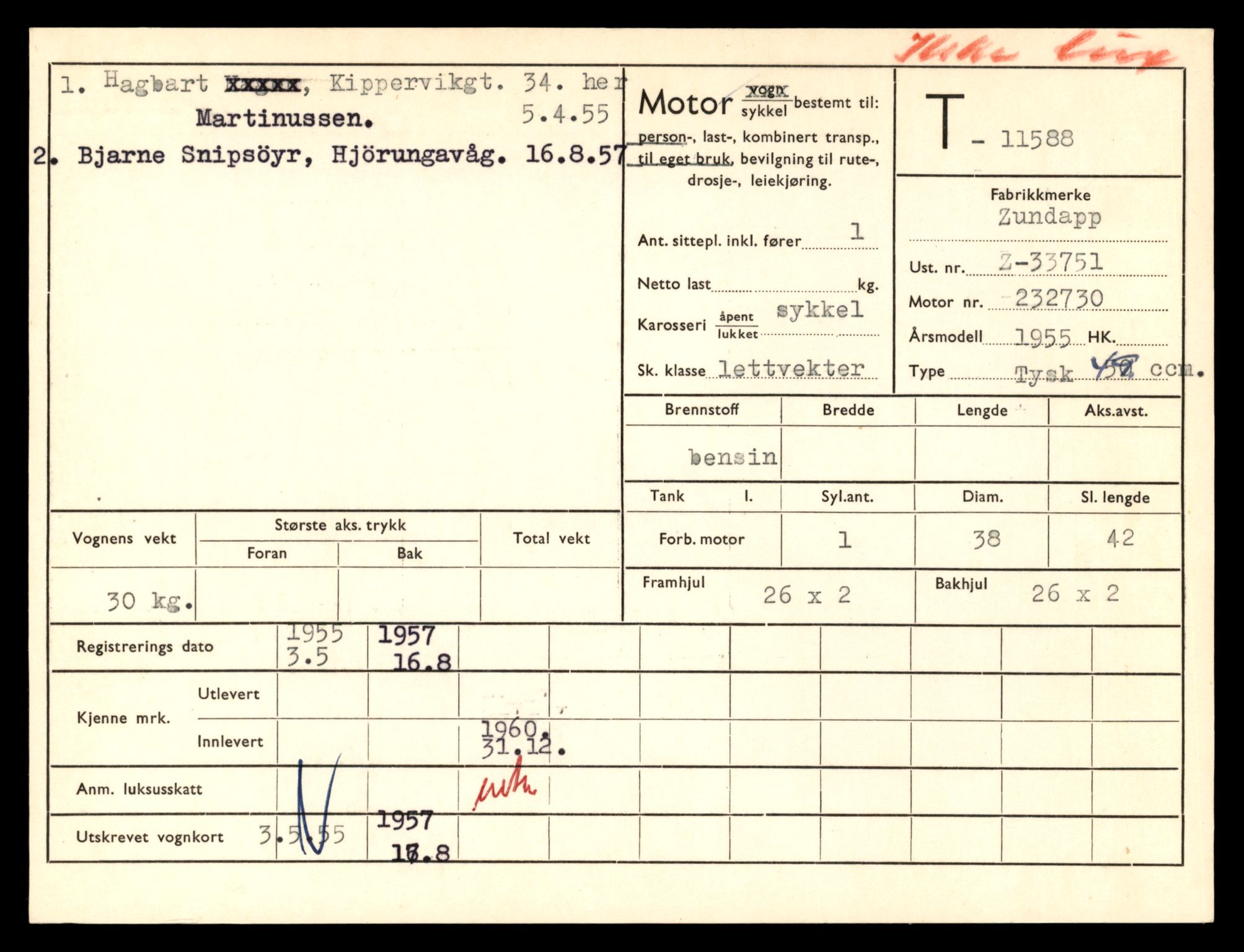 Møre og Romsdal vegkontor - Ålesund trafikkstasjon, AV/SAT-A-4099/F/Fe/L0029: Registreringskort for kjøretøy T 11430 - T 11619, 1927-1998, s. 2517