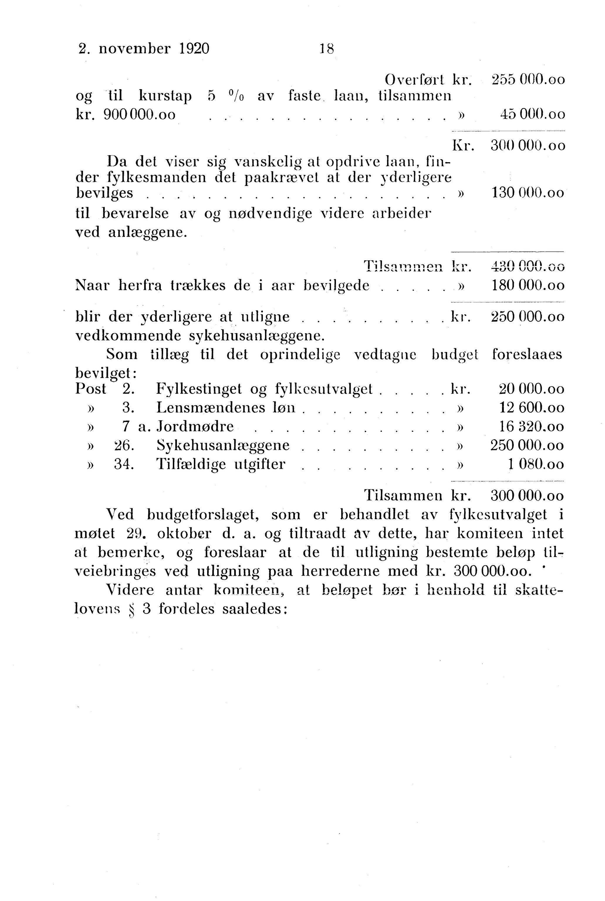 Nordland Fylkeskommune. Fylkestinget, AIN/NFK-17/176/A/Ac/L0043: Fylkestingsforhandlinger 1920, 1920