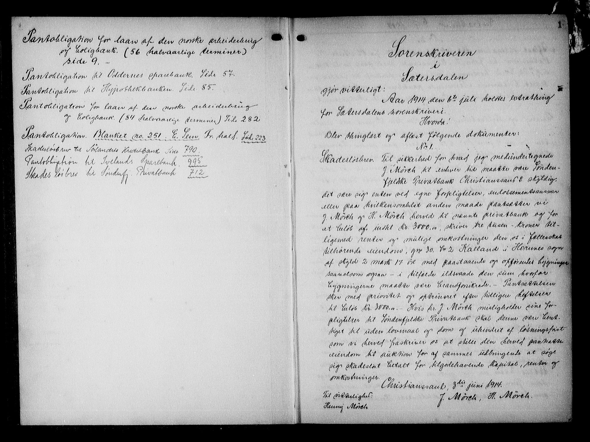 Setesdal sorenskriveri, SAK/1221-0011/G/Gb/L0018: Pantebok nr. 17, 1914-1917, s. 0-1