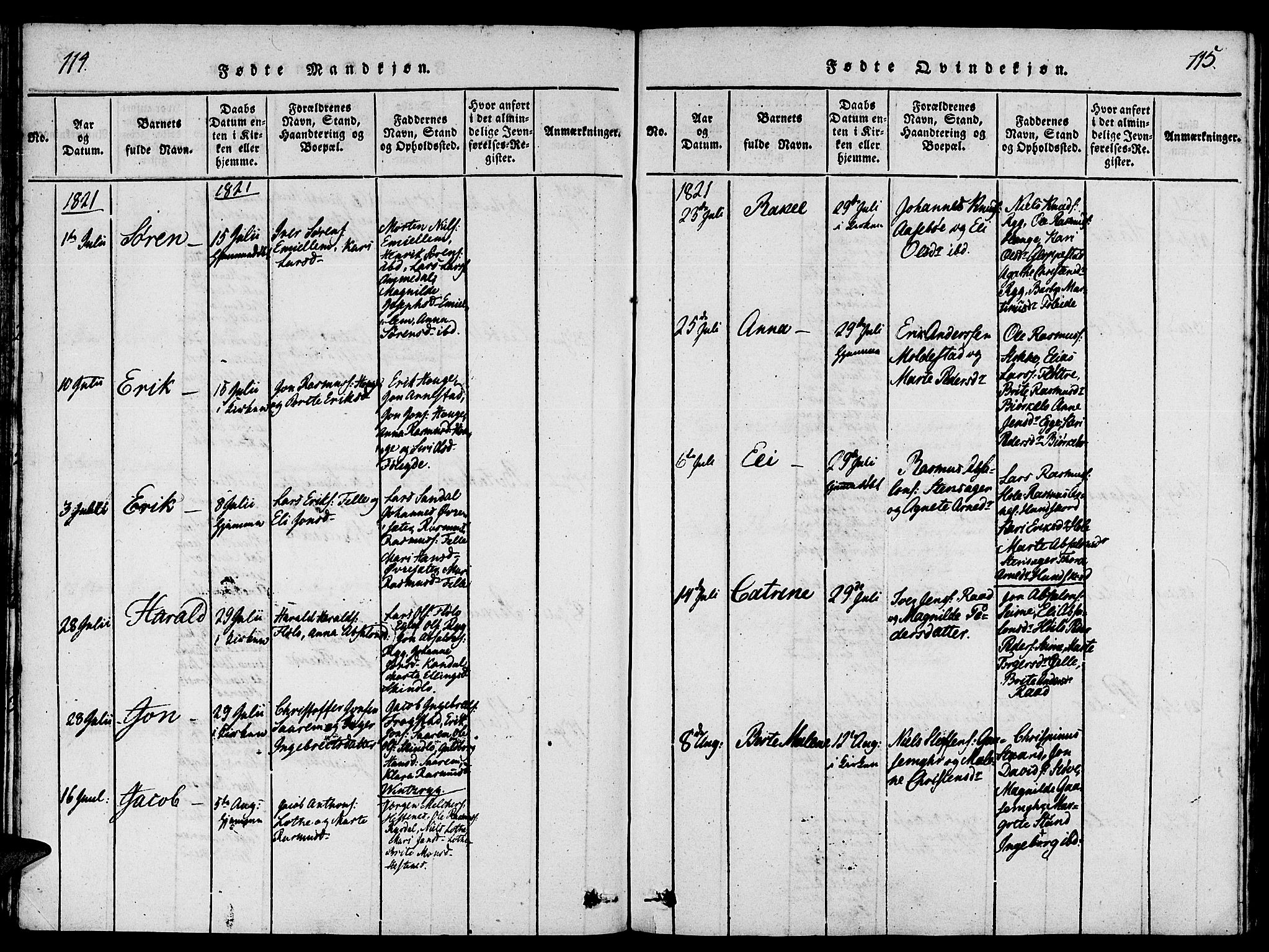 Gloppen sokneprestembete, AV/SAB-A-80101/H/Hab/Haba/L0001: Klokkerbok nr. A 1, 1816-1827, s. 114-115
