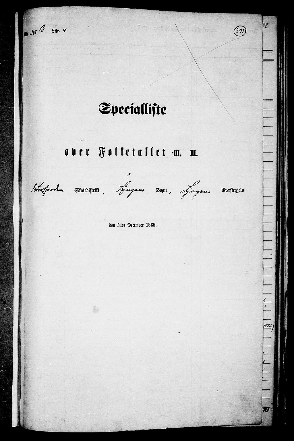 RA, Folketelling 1865 for 1938P Lyngen prestegjeld, 1865, s. 99