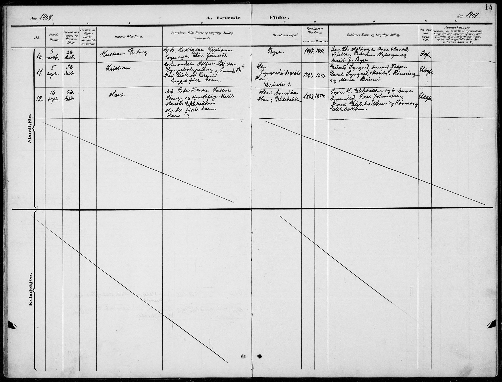 Lom prestekontor, AV/SAH-PREST-070/L/L0006: Klokkerbok nr. 6, 1901-1939, s. 14