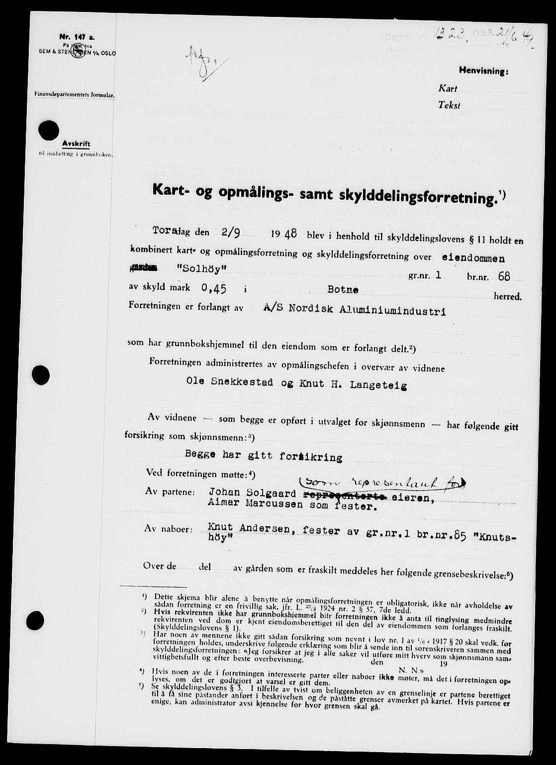 Holmestrand sorenskriveri, SAKO/A-67/G/Ga/Gaa/L0066: Pantebok nr. A-66, 1949-1949, Dagboknr: 1323/1949