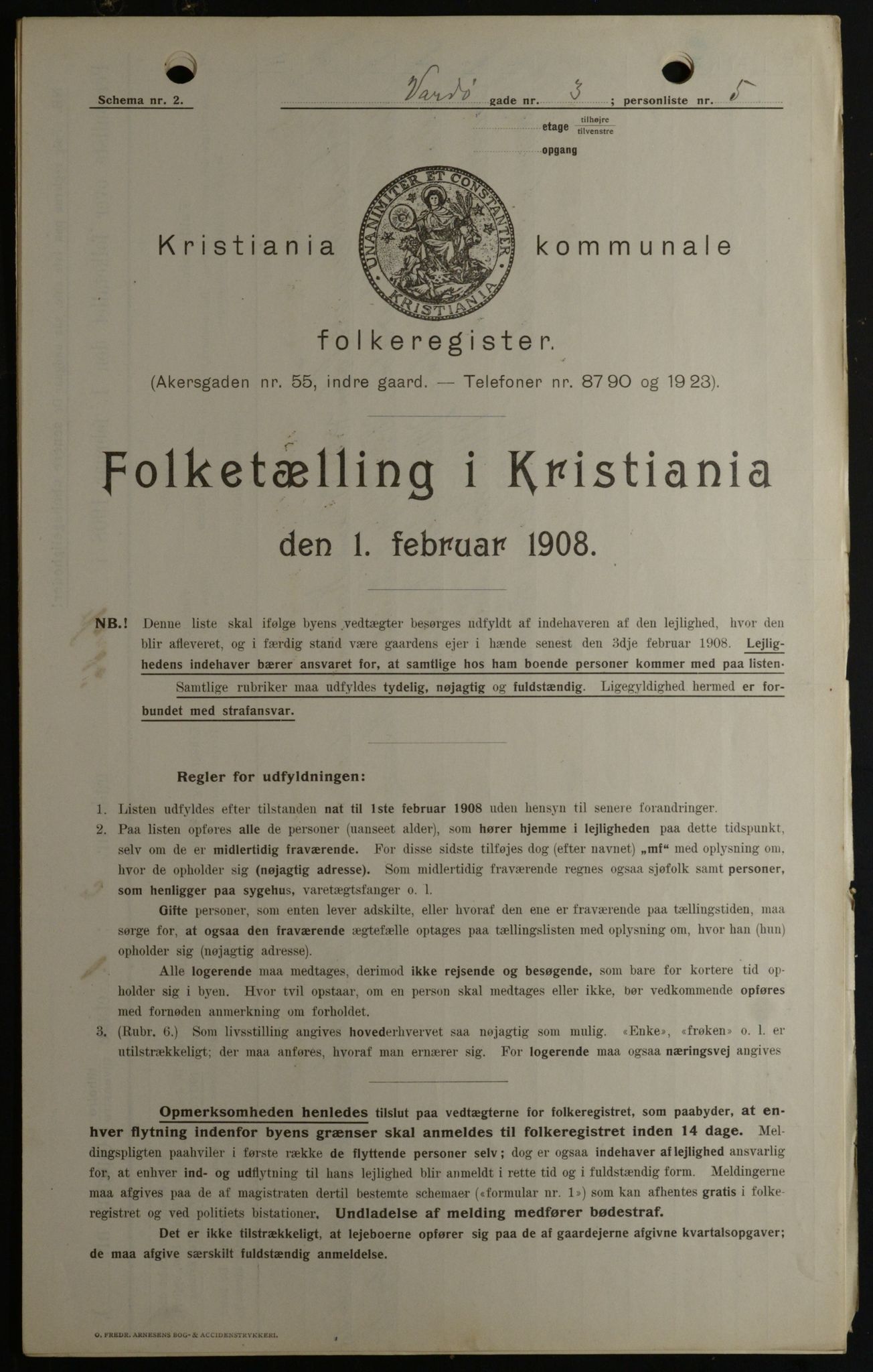 OBA, Kommunal folketelling 1.2.1908 for Kristiania kjøpstad, 1908, s. 109396